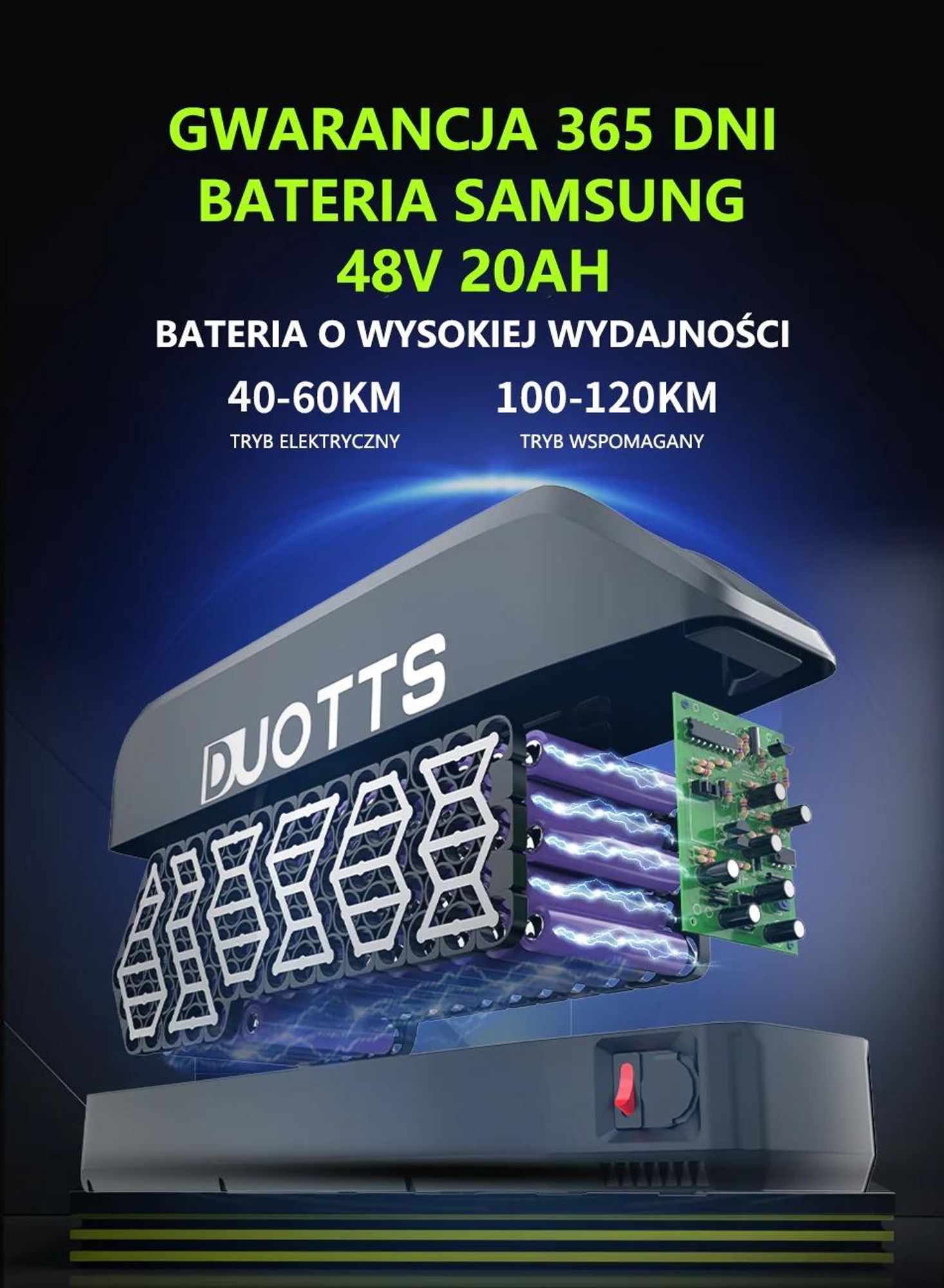 Duotts N26 Rower elektryczny - Silnik 750W*2 Akumulator 48V20AH 26*4.0 Cale Opony Hamulce hydrauliczne - Biało niebieski