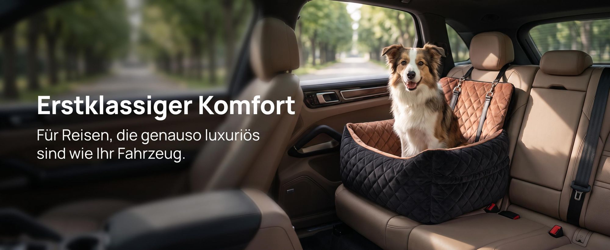 Hundesitz Auto für große/mittlere Hunde XXL , Universal Hundebett Autositz, mit Sicherungsgurt, Abriebfest, Rutschfest & Waschbar, 75 x 50 x 40cm