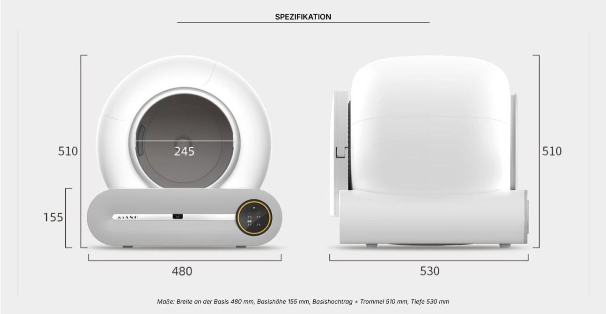Kiano Luna Automatische Katzenstreu-Toilette selbstreinigend WLAN App Steuerung Geruchsneutralisierung 65L Katzenklo SmartLife Tuya, Große Kapazität