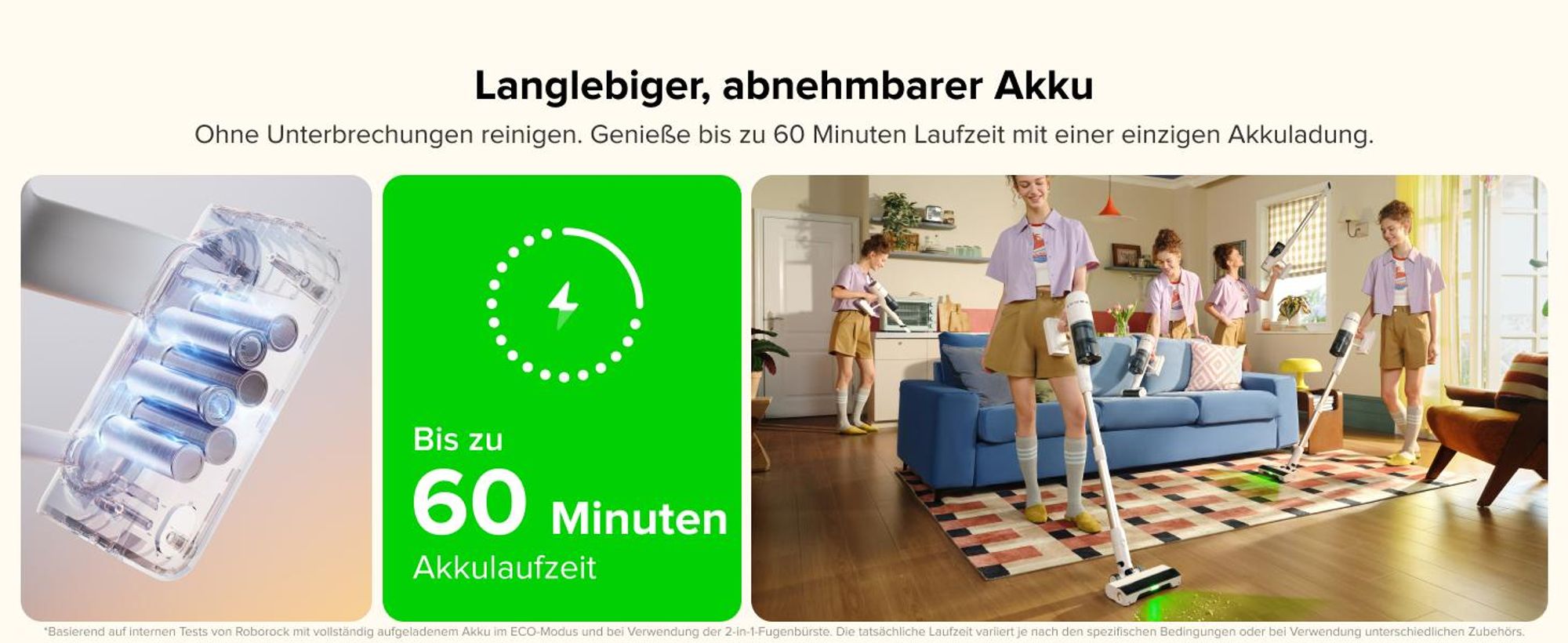 Roborock H60 Hub Akku Staubsauger mit Absaugstation, 27000Pa/300W/60 Min Akkusauger mit Absaugstation, Staubsauger kabelos mit Anti-Tangle Bürste