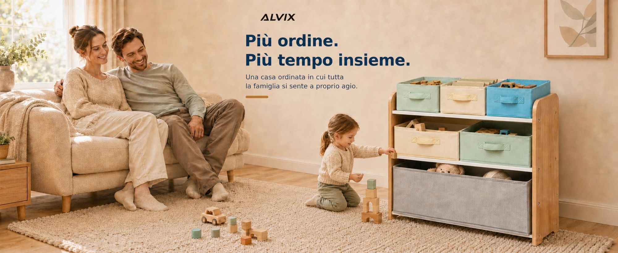 ALVIX - Scaffale per giocattoli NESTA 6, con 6 contenitori estraibili, scaffale per bambini, contenitore per giocattoli in MDF, scaffale organizzativo per la cameretta dei bambini