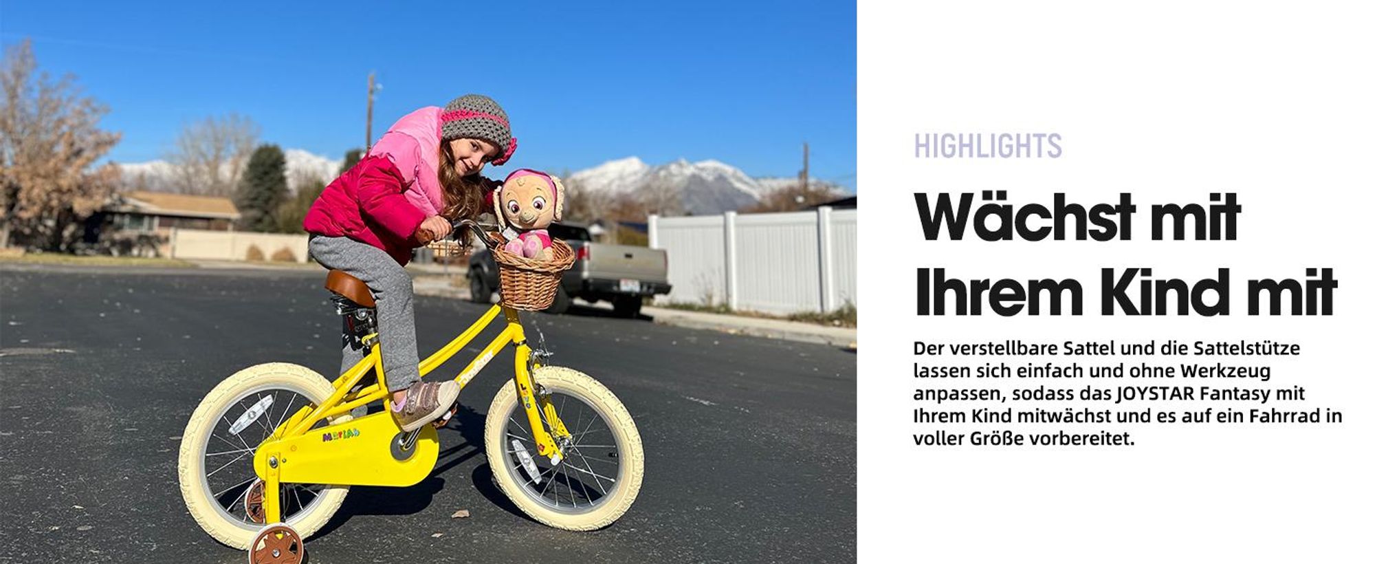 JOYSTAR 12/14/16/18/20 Mädchenfahrrad für 2-13 Jahre alte Kinder, 12" 14" 16" Kinderfahrrad mit Stützrädern & Korb, 20 Zoll mit Ständer, Rosa