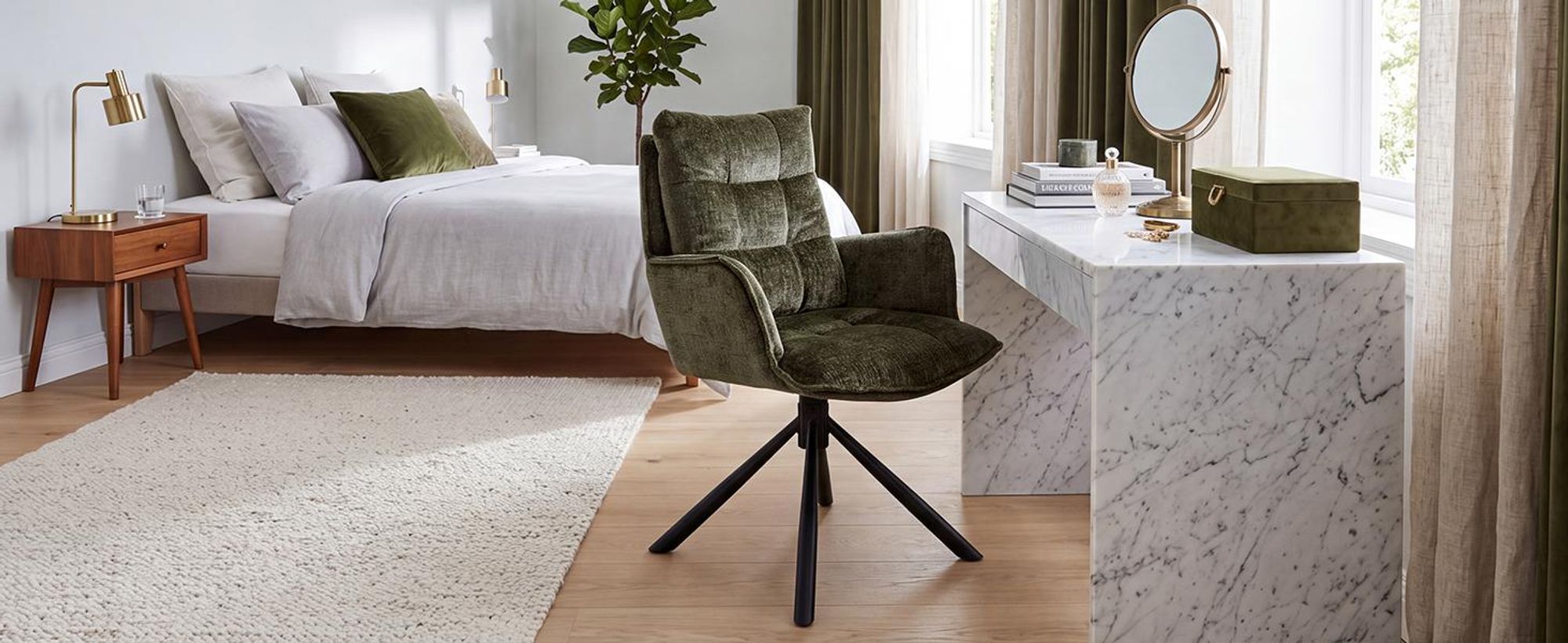 Duhome Sedia da pranzo girevole a 360° Set di 2 poltrone lounge Sedia in ciniglia con funzione di ritorno per ufficio, cucina, soggiorno, camera da letto, verde