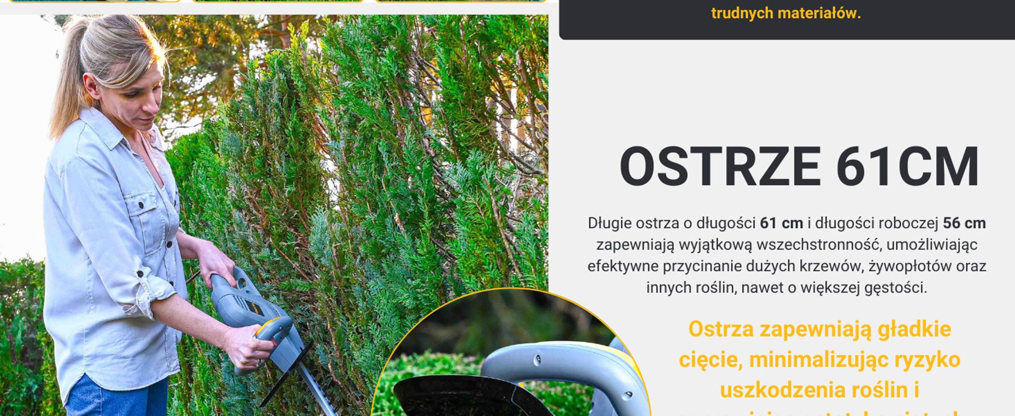 Elektryczne Nożyce Do Żywopłotu Cięcia Krzewów Gałęzi Sieciowe 61Cm Besten