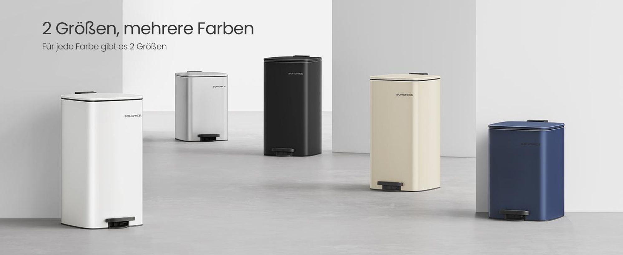 SONGMICS Mülleimer Küche, Tretmülleimer, mit Inneneimer, Offenhaltefunktion