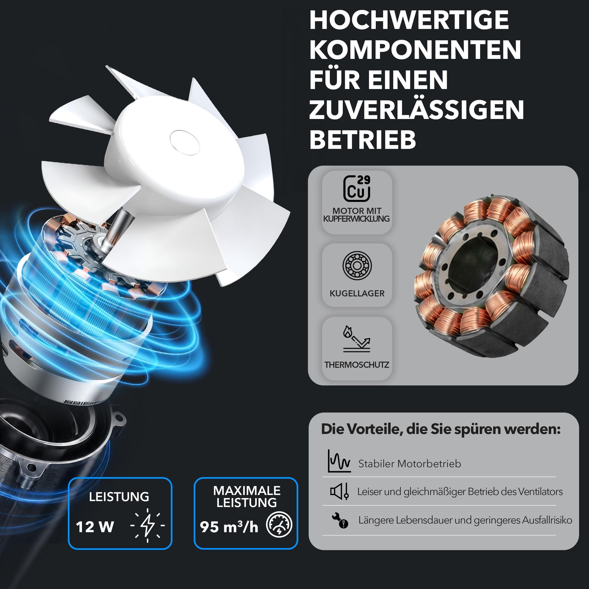 EBERG AXI 100 B Badlüfter 100 mm Rückstauklappe Schwarz