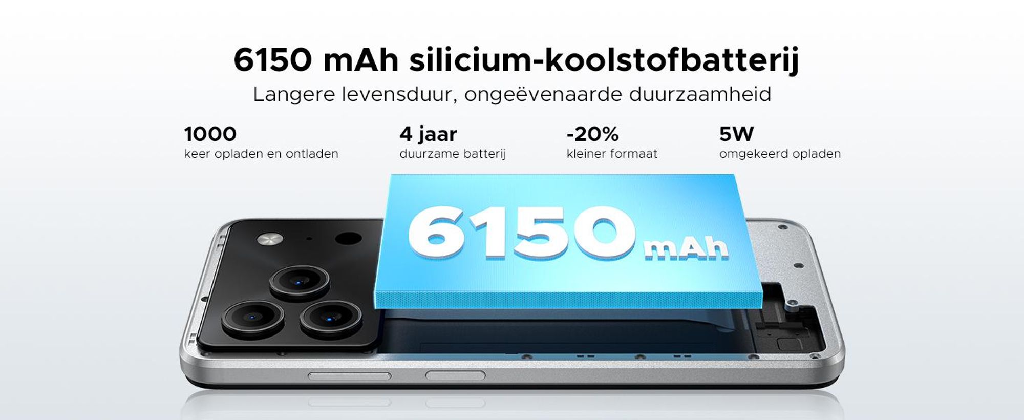 DOOGEE Note 56 Smartphone, Android 16, 6,56" 90Hz HD+, 6150mAh batterij, 24GB RAM + 64GB opslag, 4G Dual-SIM, 8MP camera, gezichtsherkenning, OTG, zonder abonnement