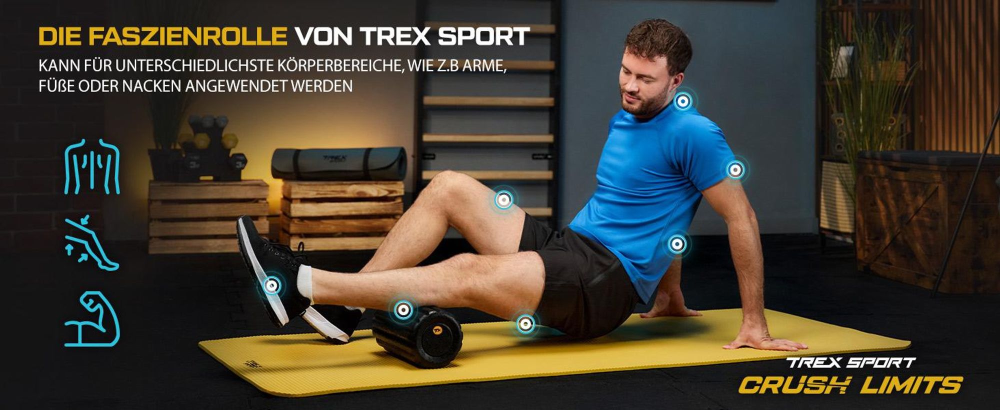 TREX SPORT Faszienrolle mit Noppen TX-030EPR | Massagerolle aus EPP-Schaumstoff, 30cm, leicht |Fitnessrolle für Rücken, Yoga, Ganzkörper-Selbstmassage