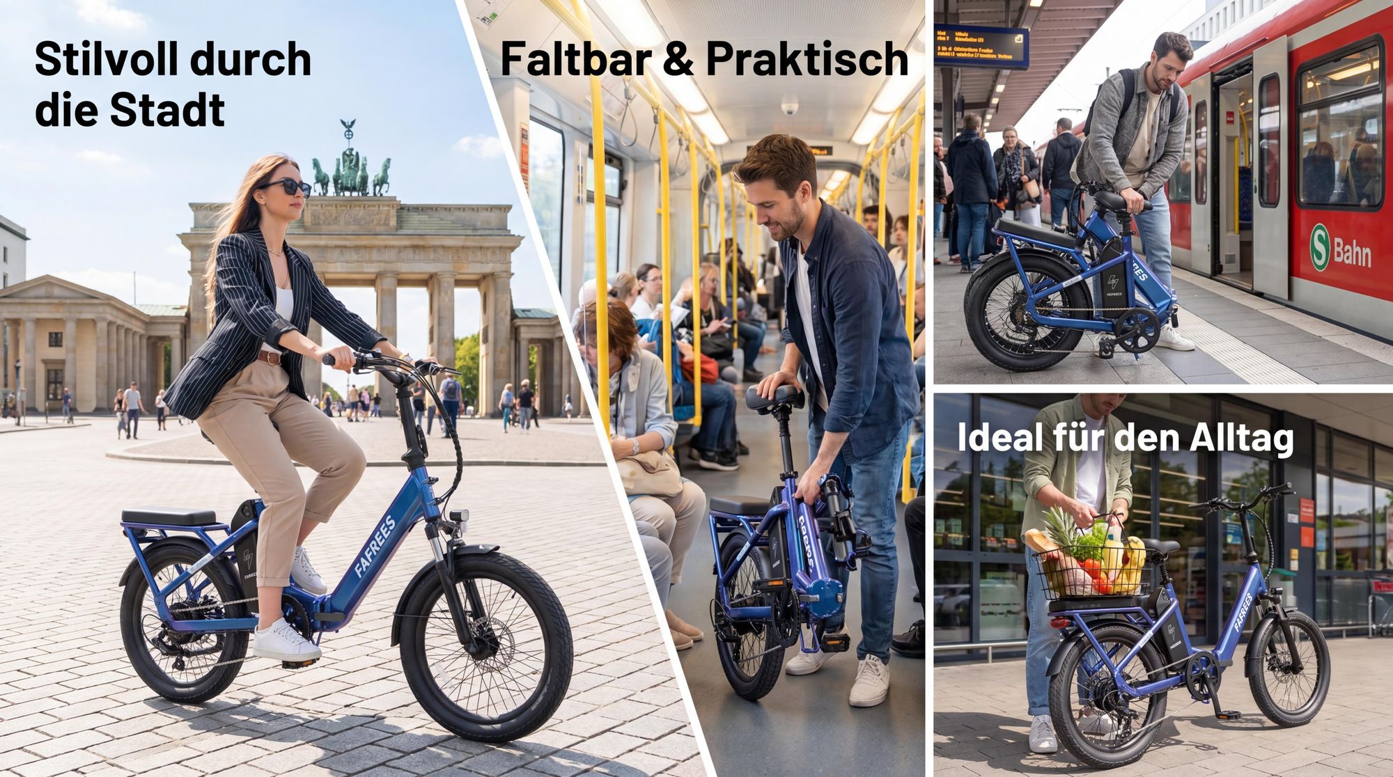 E-Bike Faltrad mit 36 V 20 Ah Akku bis zu 100 km Pedelec Aluminiumlegierung 20 Zoll Klapprad 250 W, Blauviolett