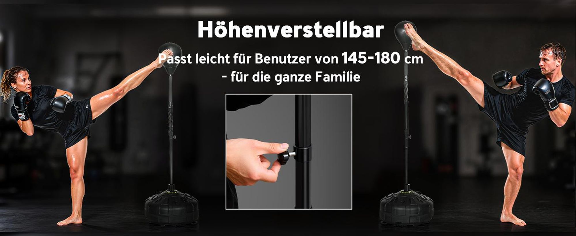 SPORTNOW Punchingball 145-180cm höhenverstellbarer Standbox-Trainer mit Saugnapf