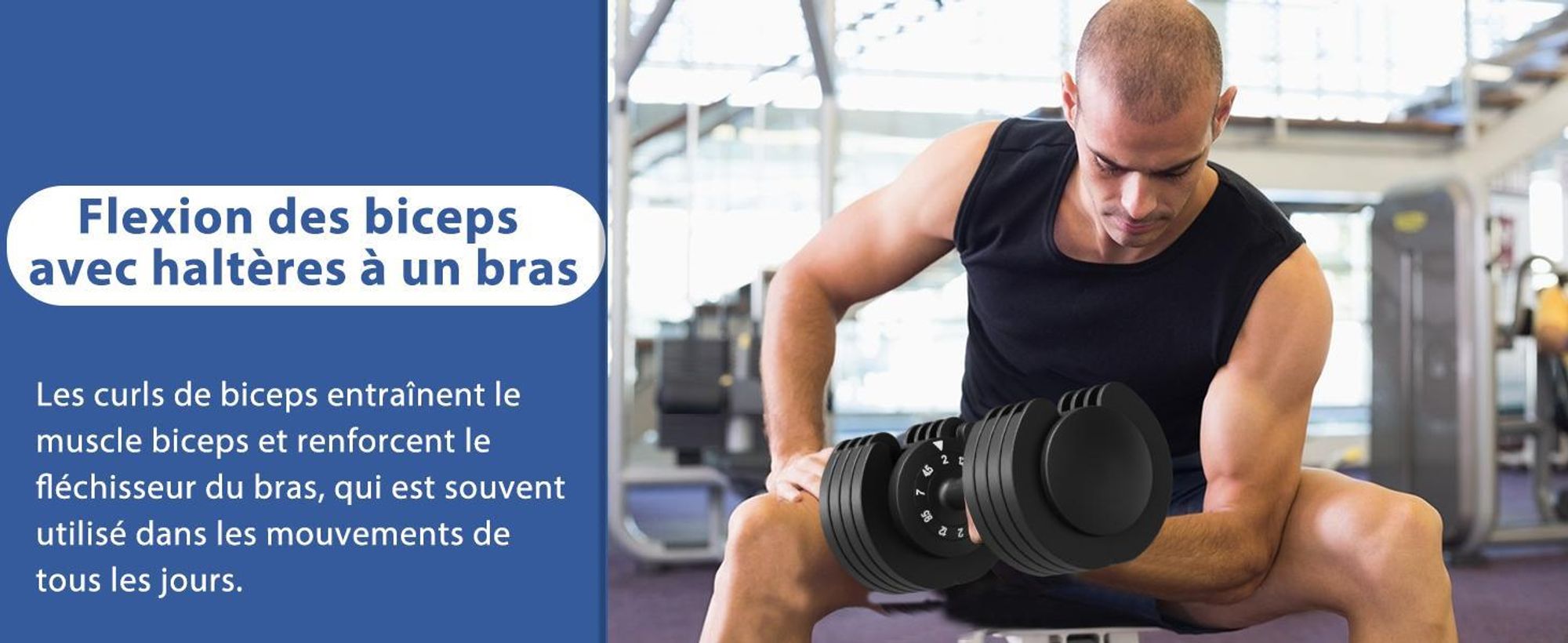 DH FitLife Haltères réglables - Lot de 2, poids variable de 2 à 12 kg, 5 niveaux de poids - Disques inclus - Ajustables et compacts