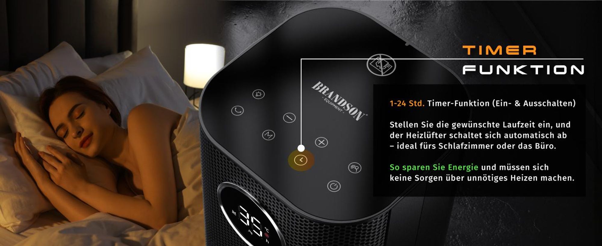 Brandson Keramik Heizlüfter 2000 W mit Bewegungssensor, Timer-Funktion