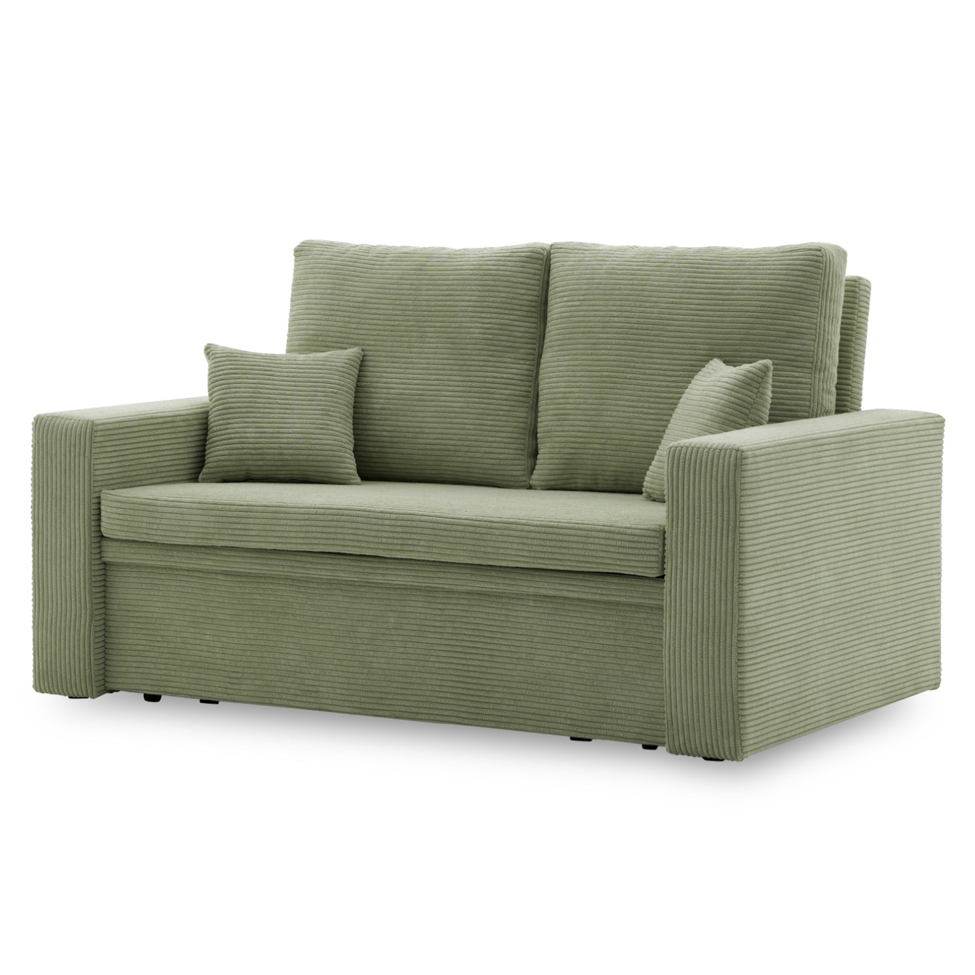 Designer-Schlafsofa AIKIDO im olivgrünen Cordstoff POSO 047
