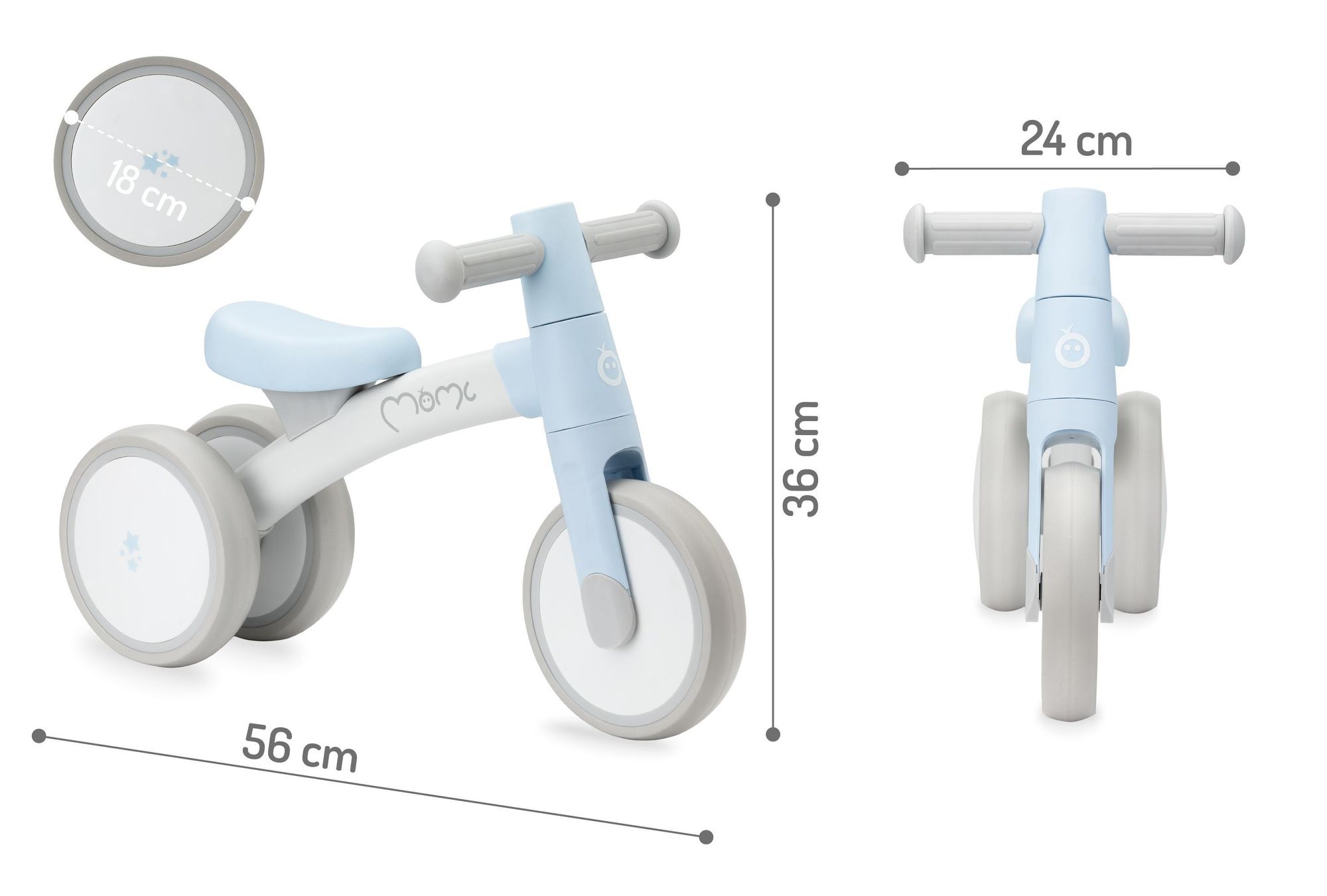 MoMi TEDI Laufrad Kinder Fahrrad - Leicht 1.35 KG, Dreirad ohne Pedal, 1-3 Jahre - Blau