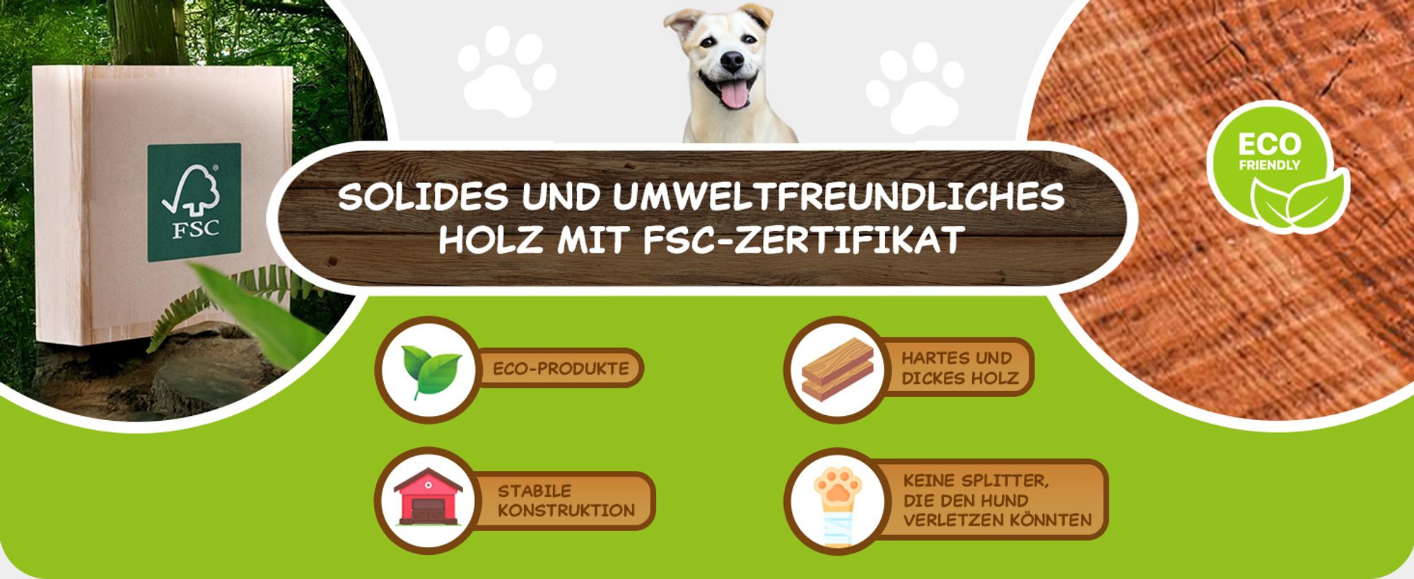 Outentin Hundehütte Outdoor Winterfest – Isoliertes Hundehaus für Mittelgroße Hunde – Wetterfest,Fichtenholz - 40mm Isolierung - 76x60x60cm, Grau