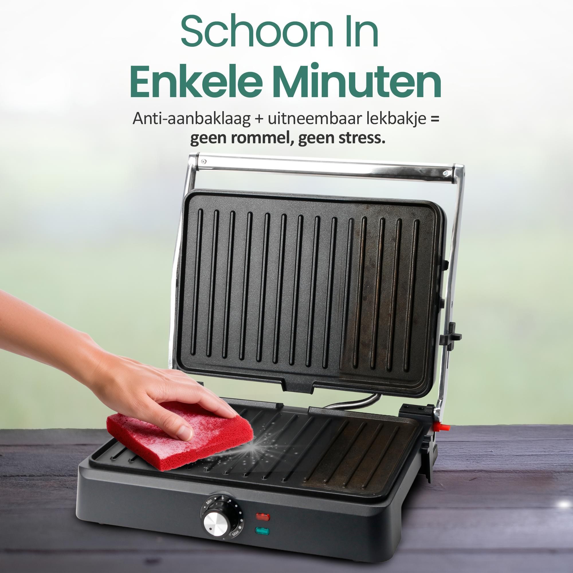 Emerio Contactgrill CG-130859 – Grilloppervlak 34 × 24 cm – Panini- & Sandwichmaker – RVS/Zwart