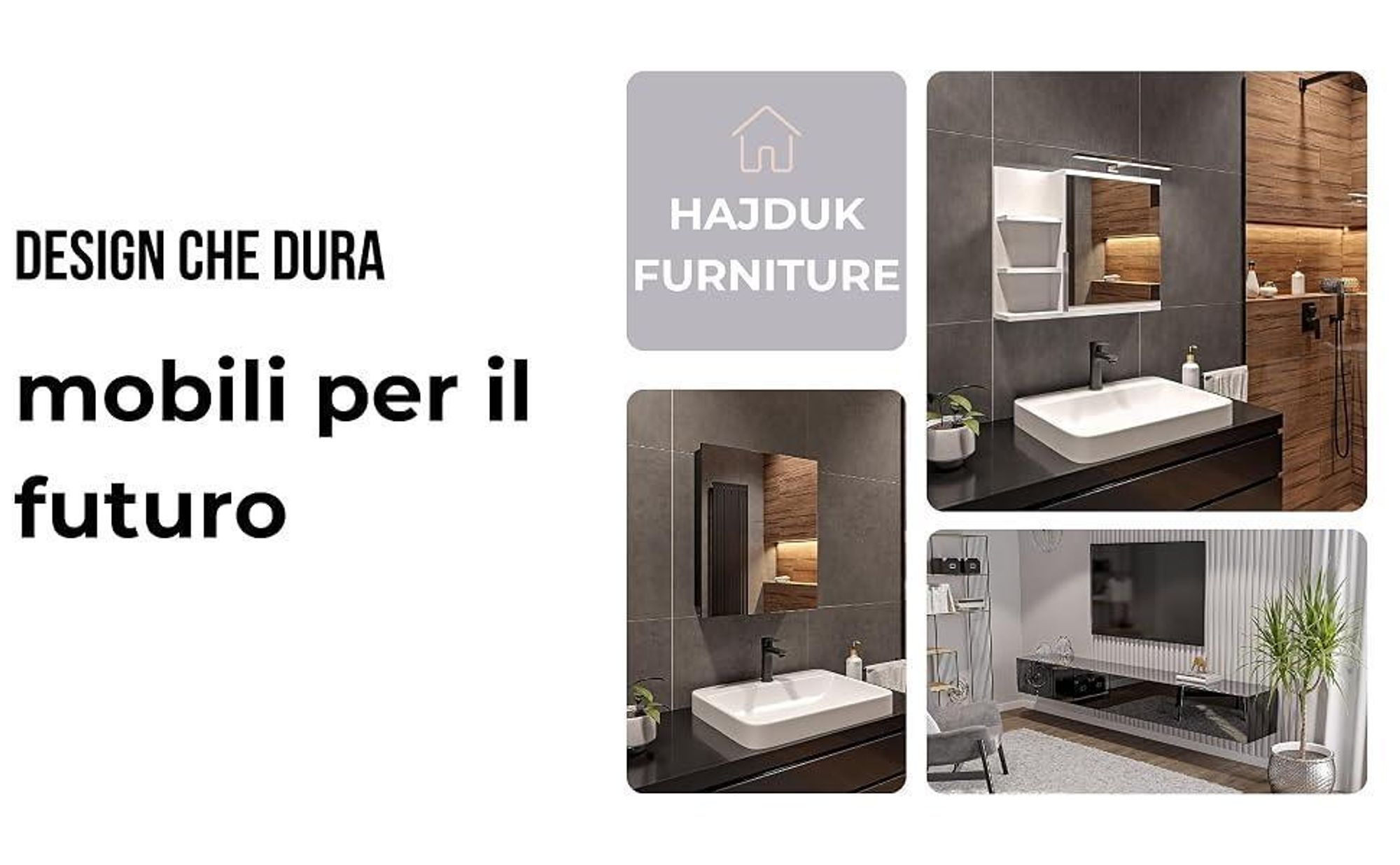 HAJDUK FURNITURE Mobile TV Sospeso Nero Lucido 270 cm (3x90) Supporto TV Parete Attrezzata Moderna Credenza Soggiorno Camera Ingresso