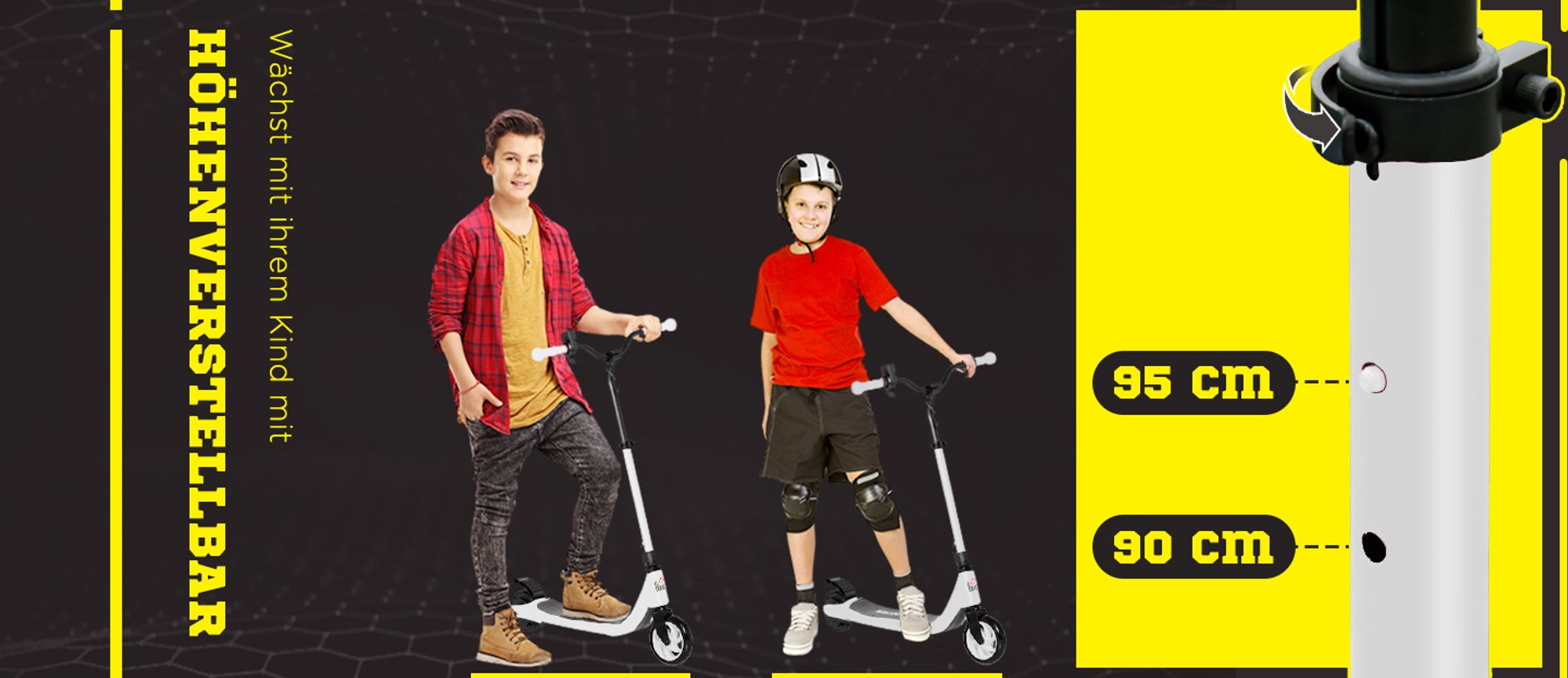 HOMCOM E-Scooter höhenverstellbarer Elektroroller bis 50kg ab 6 Jahren