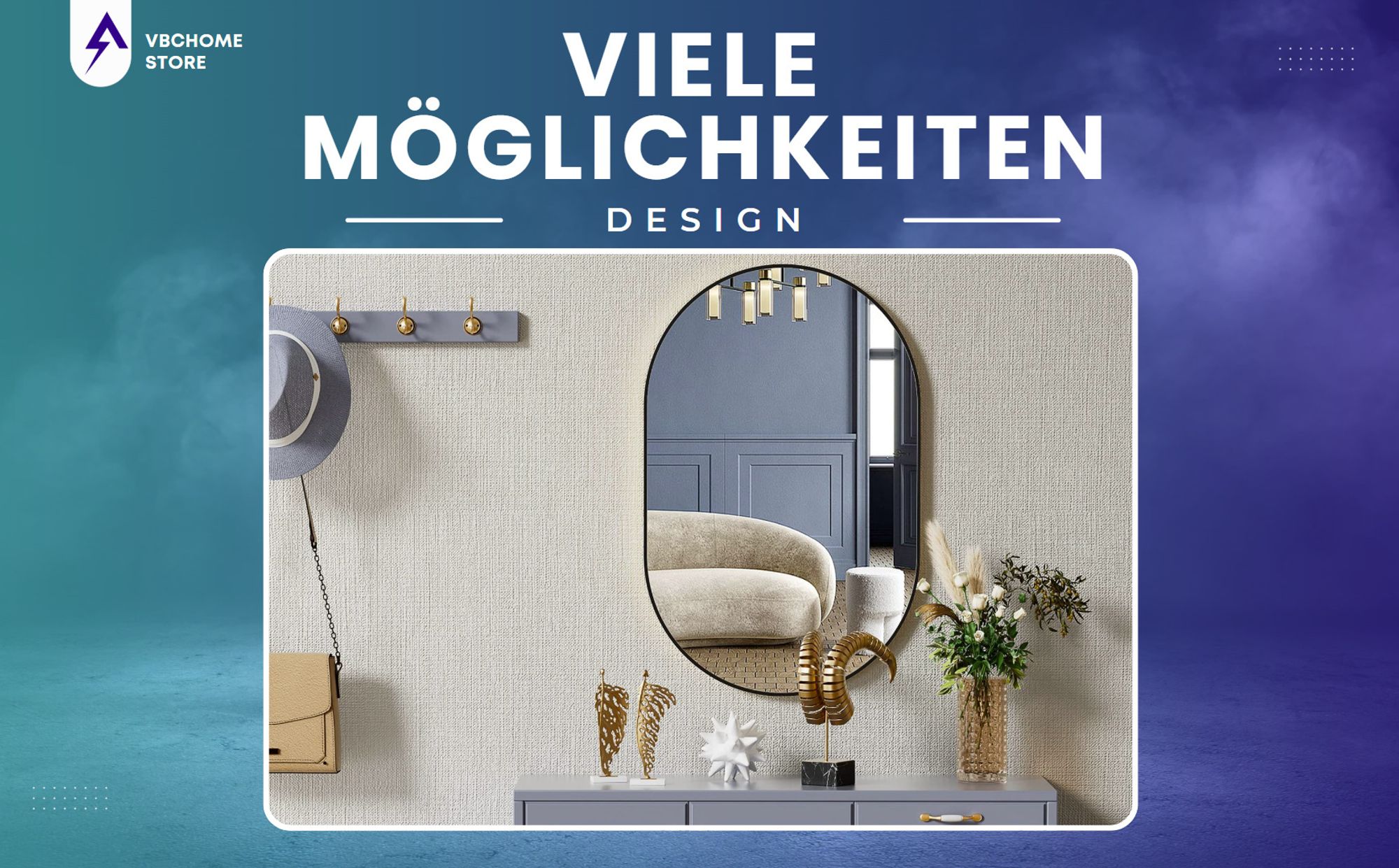 VBChome Oval Spiegel 80 x 40 cm Schwarz Aluminiumrahmen–Elegante Dekoration für Wohnzimmer, Bad, Flur, modernes und stilvoller Spiegel für Innenräume