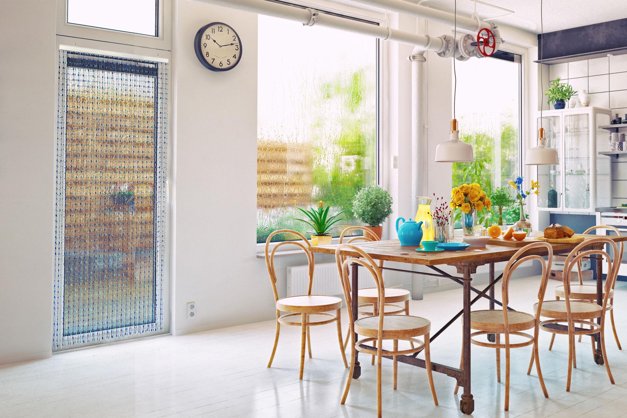 Kobolo Türvorhang Ocean 90x200 cm Balkon / Terrassentür - Deko Vorhang Sichtschutz Fliegengitter Insektenschutz Raumteiler Perlenvorhang Türvorhänge