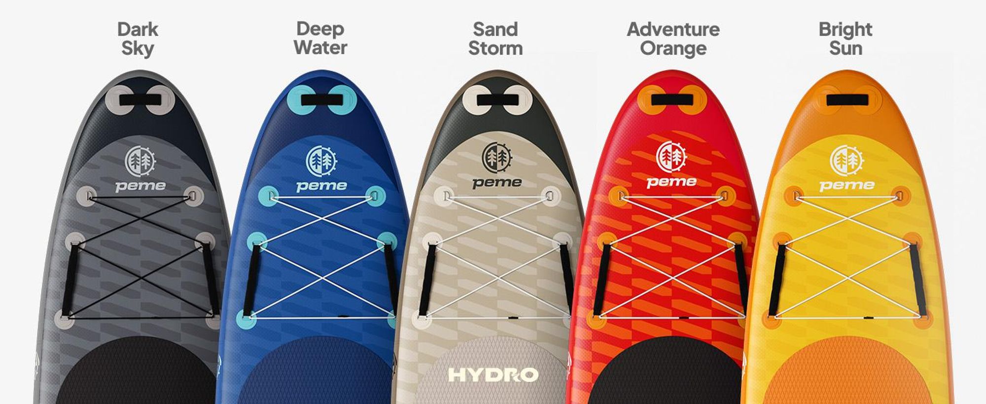 PEME Stand Up Paddle Board - Bright Sun - 350 cm - Dopple Paddel und komplette Zubehöre, SUP, Surfboard aufblasbar, bis 166 Kg,- Gelb & Orange