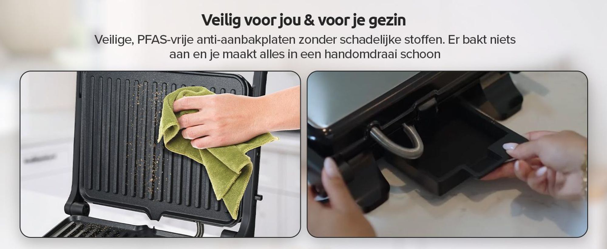 Olvy Contactgrill XXL 2000W – Sandwichmaker voor 4 sandwiches, paninimaker met 7 programma's, tafelgrill met display, PFAS-vrij, instelbaar tot 230°