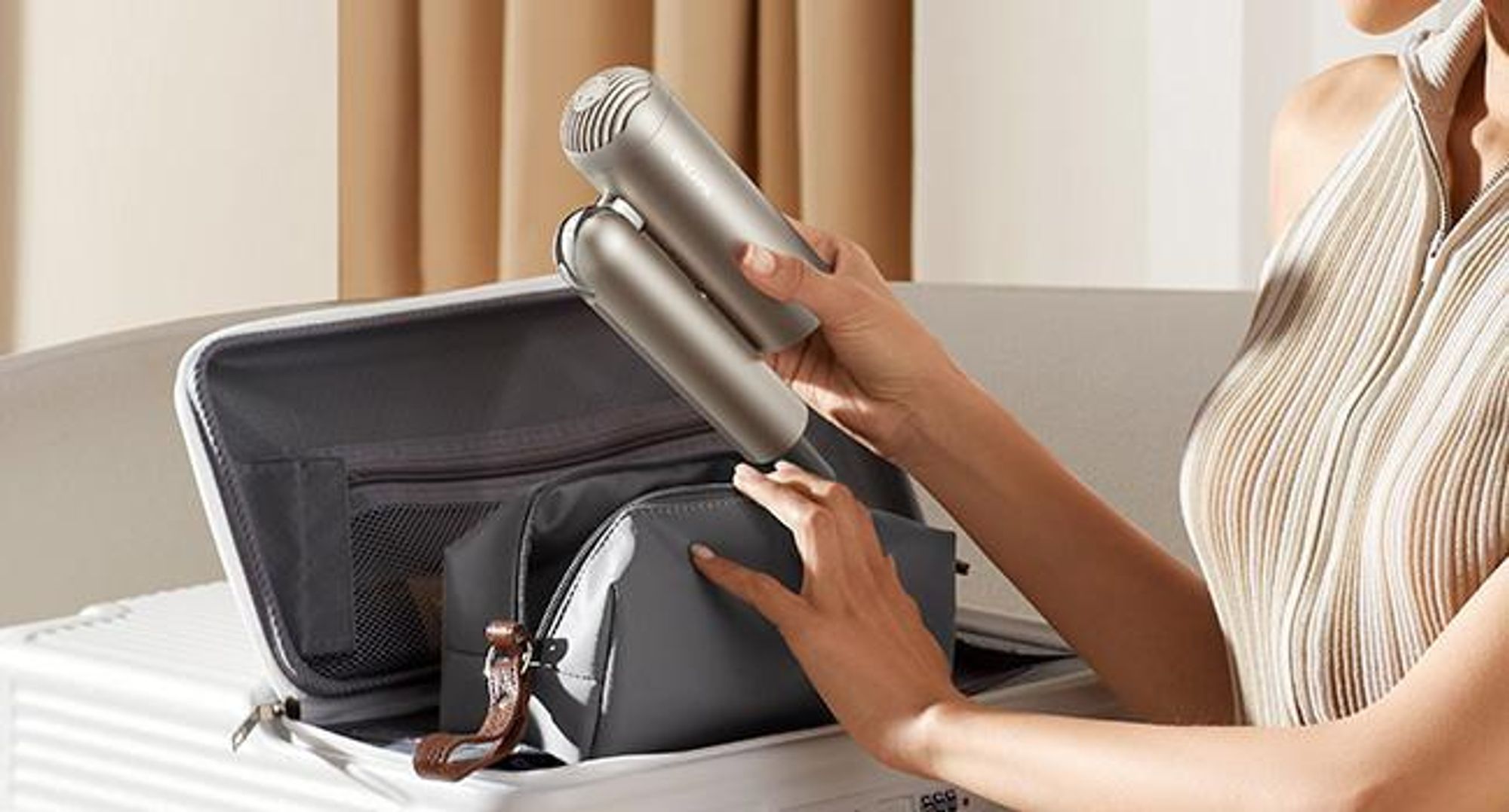 DREAME Pocket Pro Haartrockner,3 klappbare Formen,300g,110K U/min Motor,300M negative Ionen/cm³,konstant 57°C,40s NTC-Trocknung,2026 Neue Version,Gold