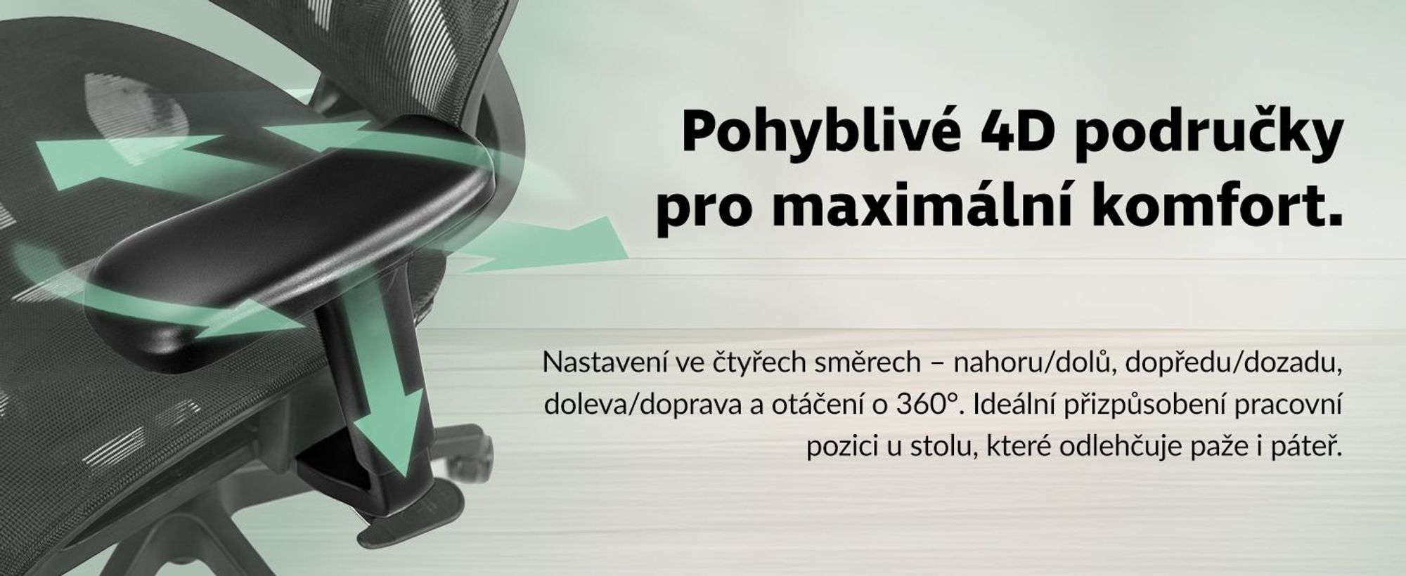 kancelářská židle di volio Vataro - ergonomická kancelářská židle s 2D opěrkou hlavy a 4D područkami, prodyšný sedák, tichá polyuretanová kolečka