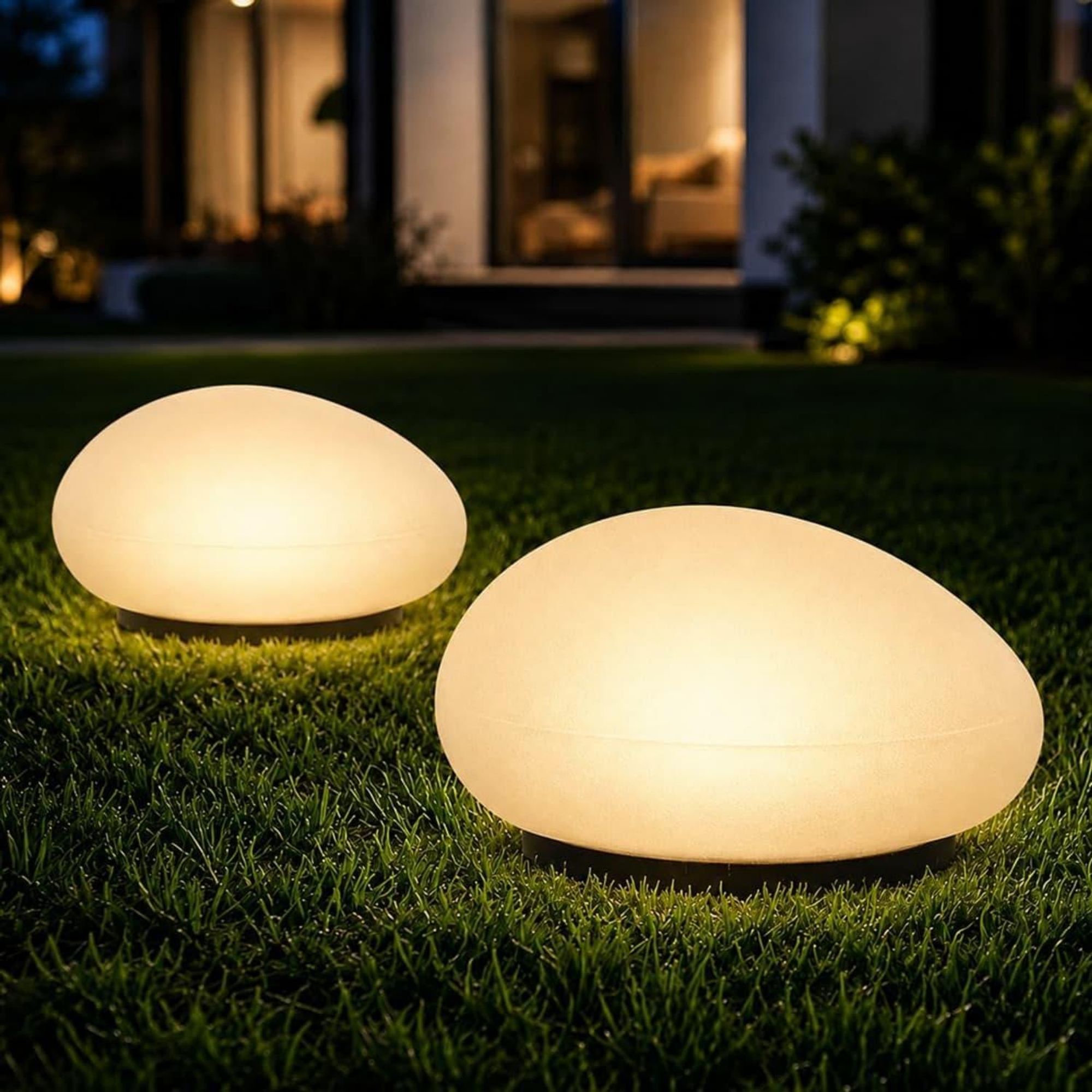 Solar Glasstein Lampe,Solarleuchten(2 Stk,Warmweiß)Solarlampen für außen,IP65 Wasserdicht,Deko Steinleuchten Flur,Terrasse,Rasen,Innenhof,Yard