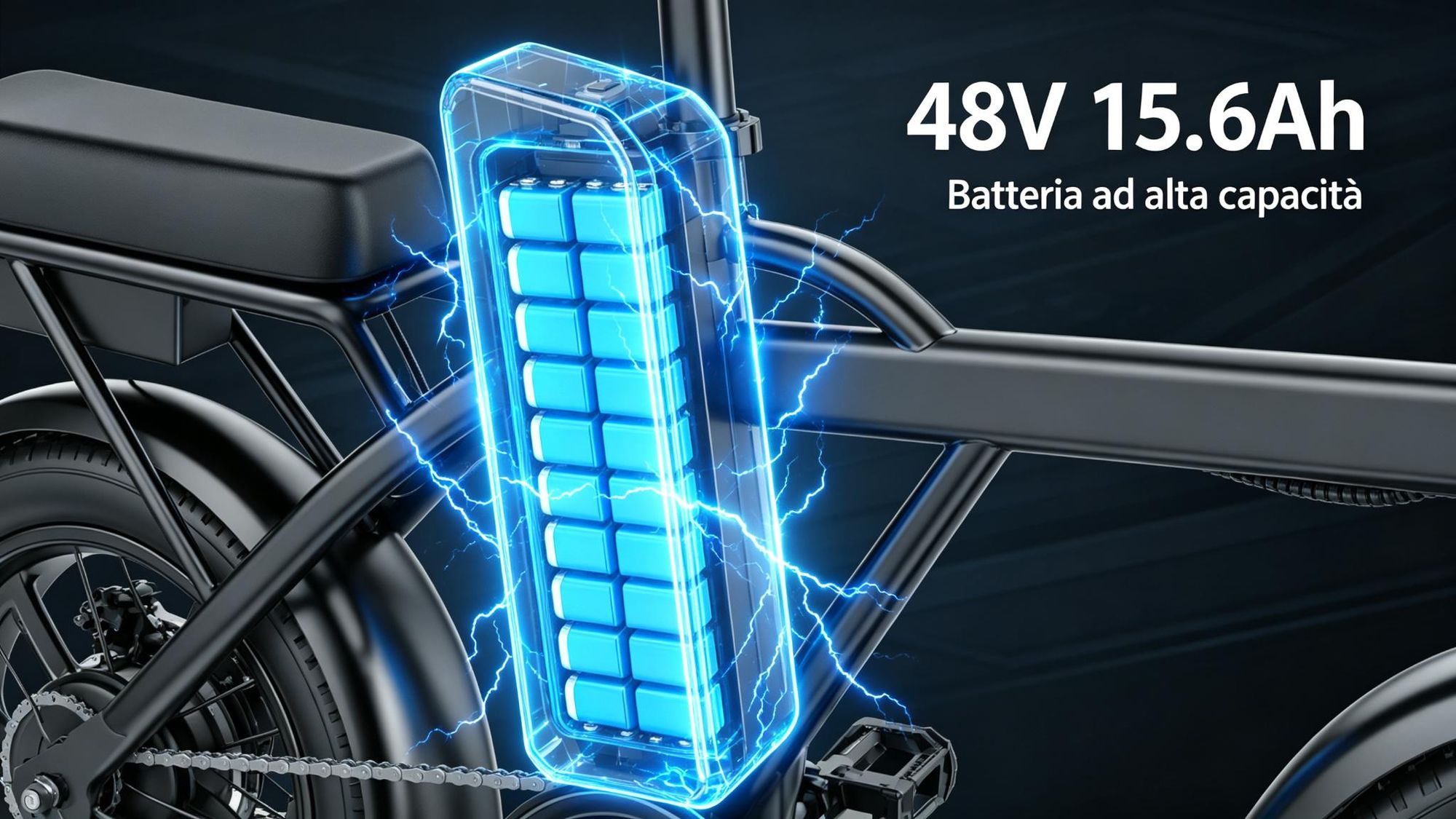 Elektro skládací kolo X14, 250W, 48V 15,6Ah, dojezd 80 km, bezpečnostní ochrana BMS, nosnost 120 kg