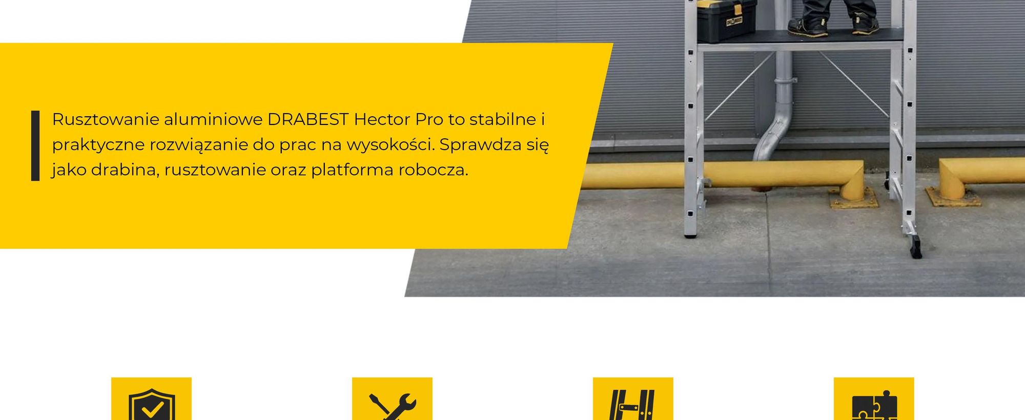 Drabest | Rusztowanie aluminiowe – rusztowanie – drabina wielofunkcyjna – drabina-rusztowanie – 2x8 – rusztowanie drabinowe – 150 kg – aluminiowe rusz