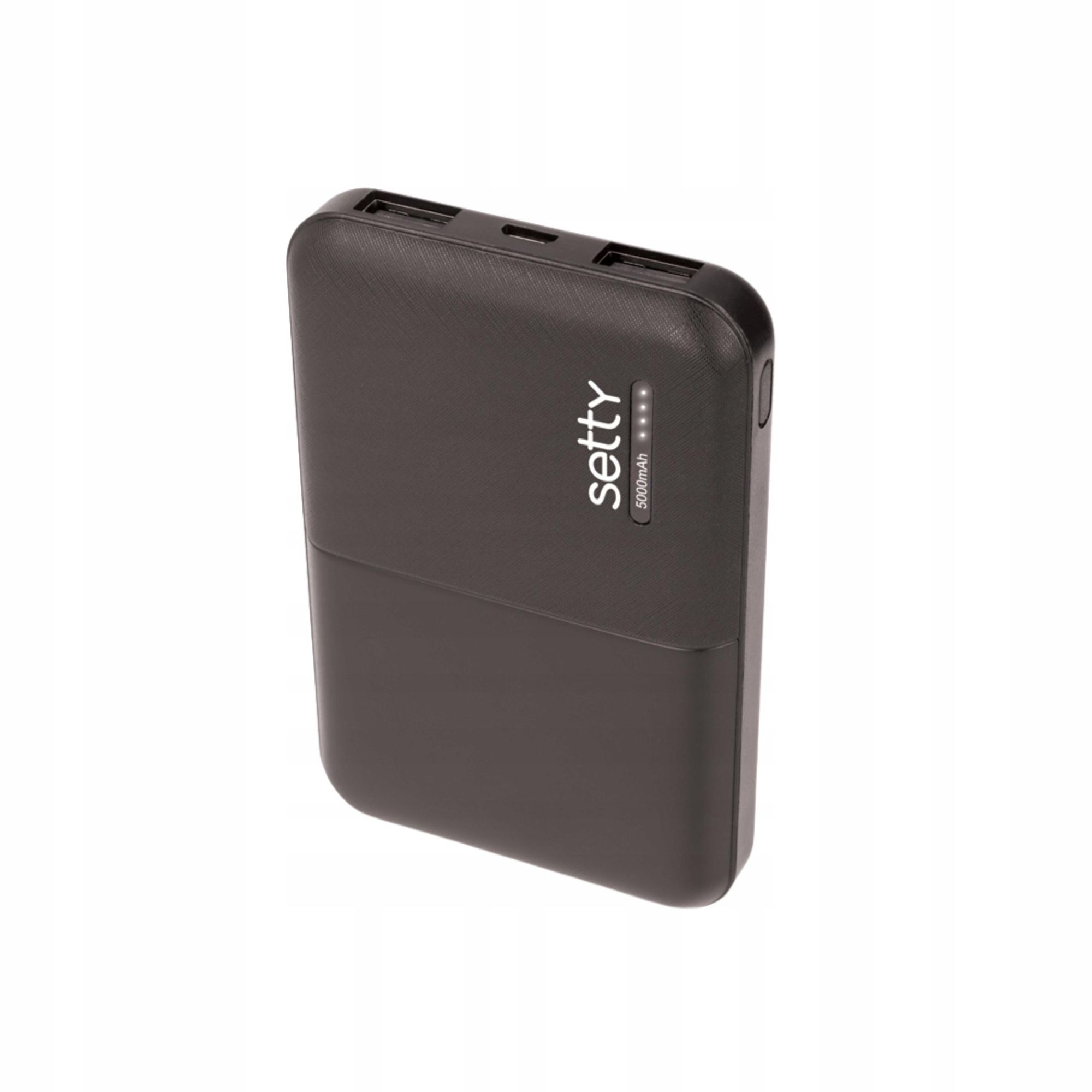 Setty 5000 mAh Powerbank Schwarz zum Laden von Handys, Tablets und Lautsprechern 5V