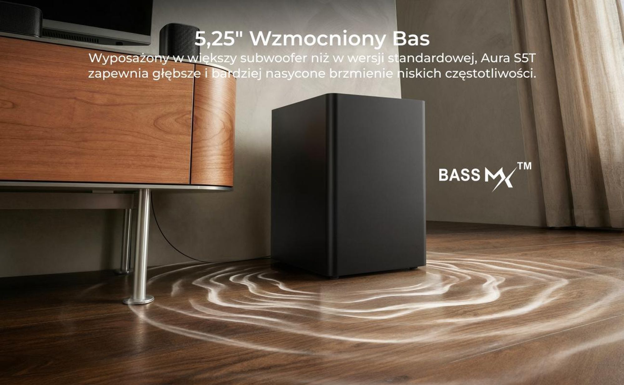 ULTIMEA Aura S5T Soundbar 7.1 Dolby Atmos z subwooferem, system dźwięku przestrzennego, sterowanie przez aplikację, 4 głośniki surround, 420 W