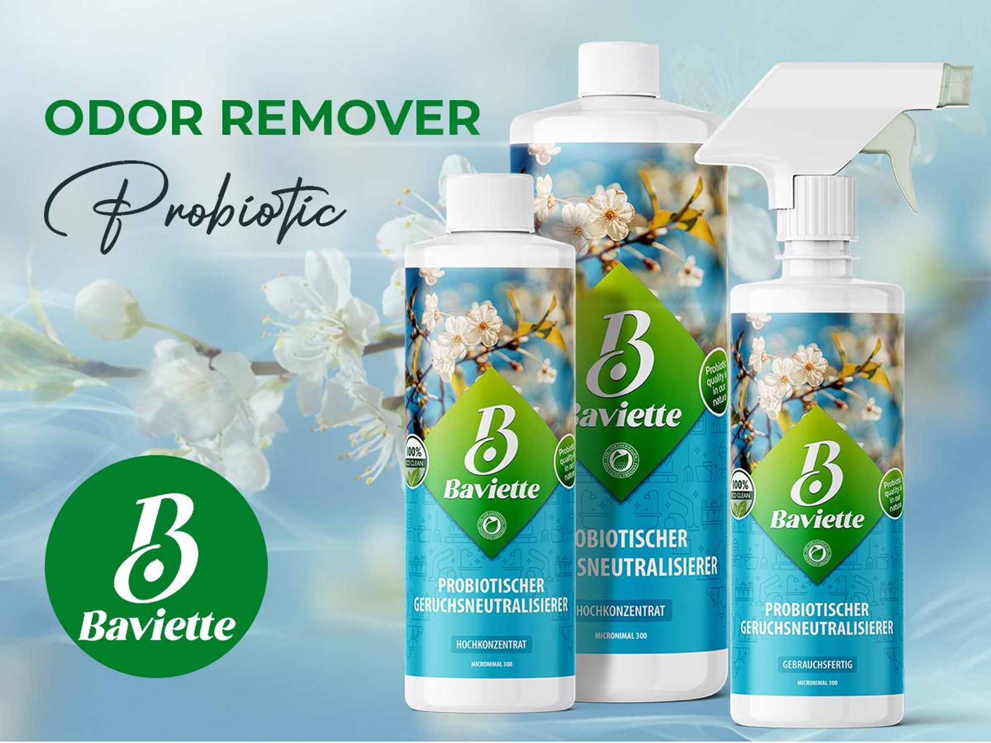 Baviette Geruchsneutralisierer 500 ml Konzentrat – gegen Tiergerüche & Alltagsgerüche in Haushalt, Teppich, Polster & Auto