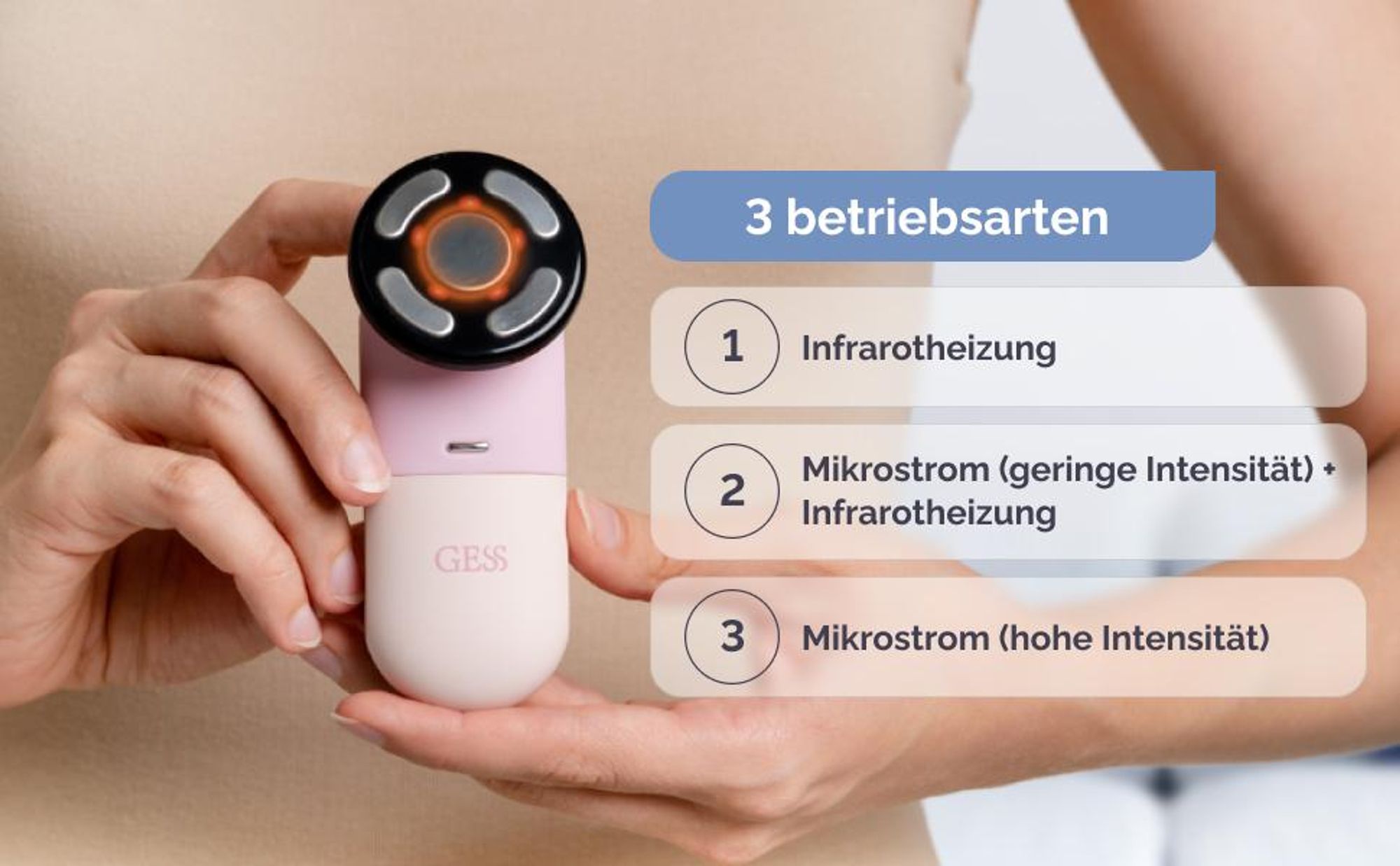 Kosmetisches Gerät Faltenentferner Gesichtsmassagegerät mit ION- und Heiße- GESS Reisen