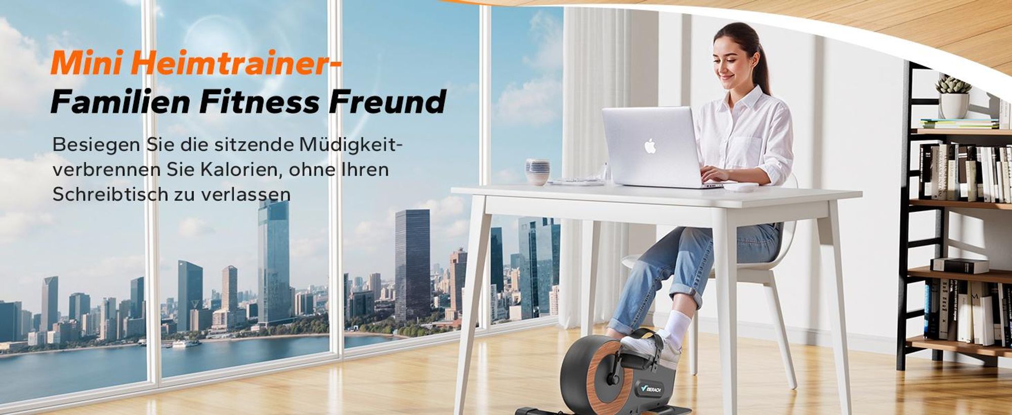 Mini Pedaltrainer – 8-Stufen Magnetwiderstand, leise <5 dB, LCD-Display & Anti-Rutsch-Basis, bis 100 kg, vormontiert, für Senioren & Büro