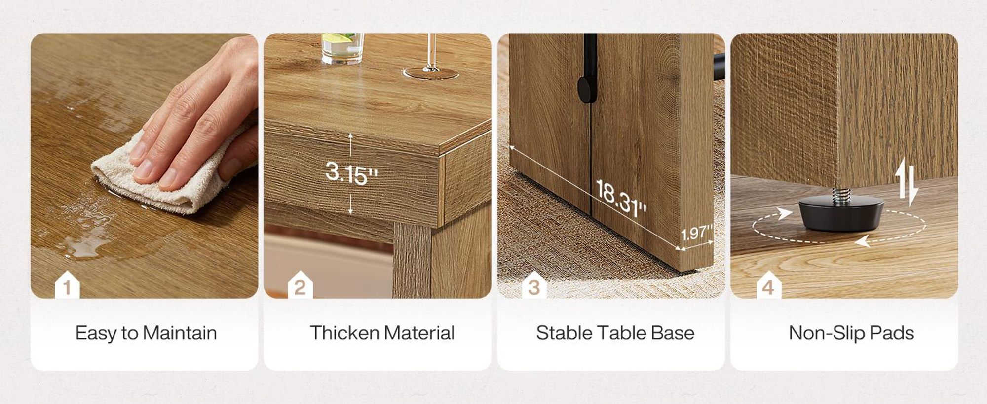 Tribesigns Bartisch, 105 x 50 x 95 cm rechteckiger Stehtisch mit Metall-Fußstütze, rustikaler Esstisch, Kneipentisch für Zuhause, Esszimmer, Bistro