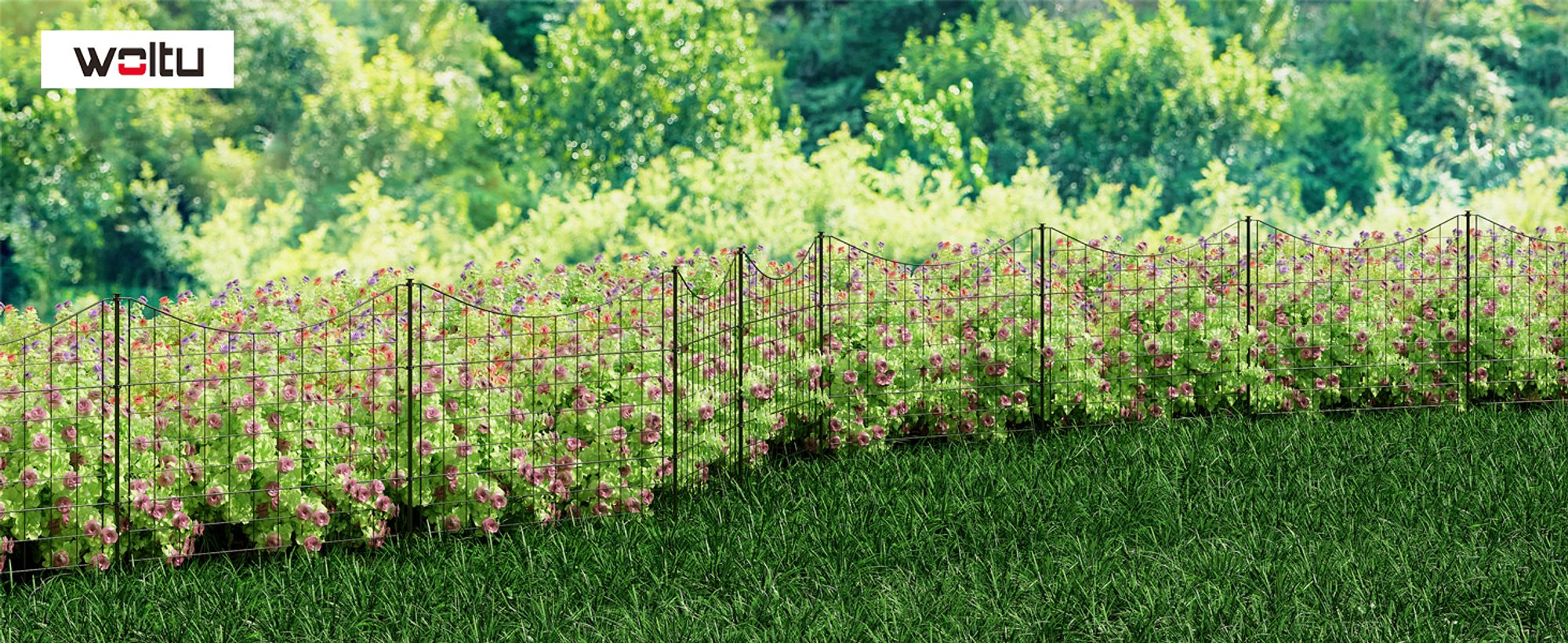 WOLTU 10 x Gartenzaun, Gitterzaun Unterbogen, Zaun für Hunde, Schwarz, 70×64 cm