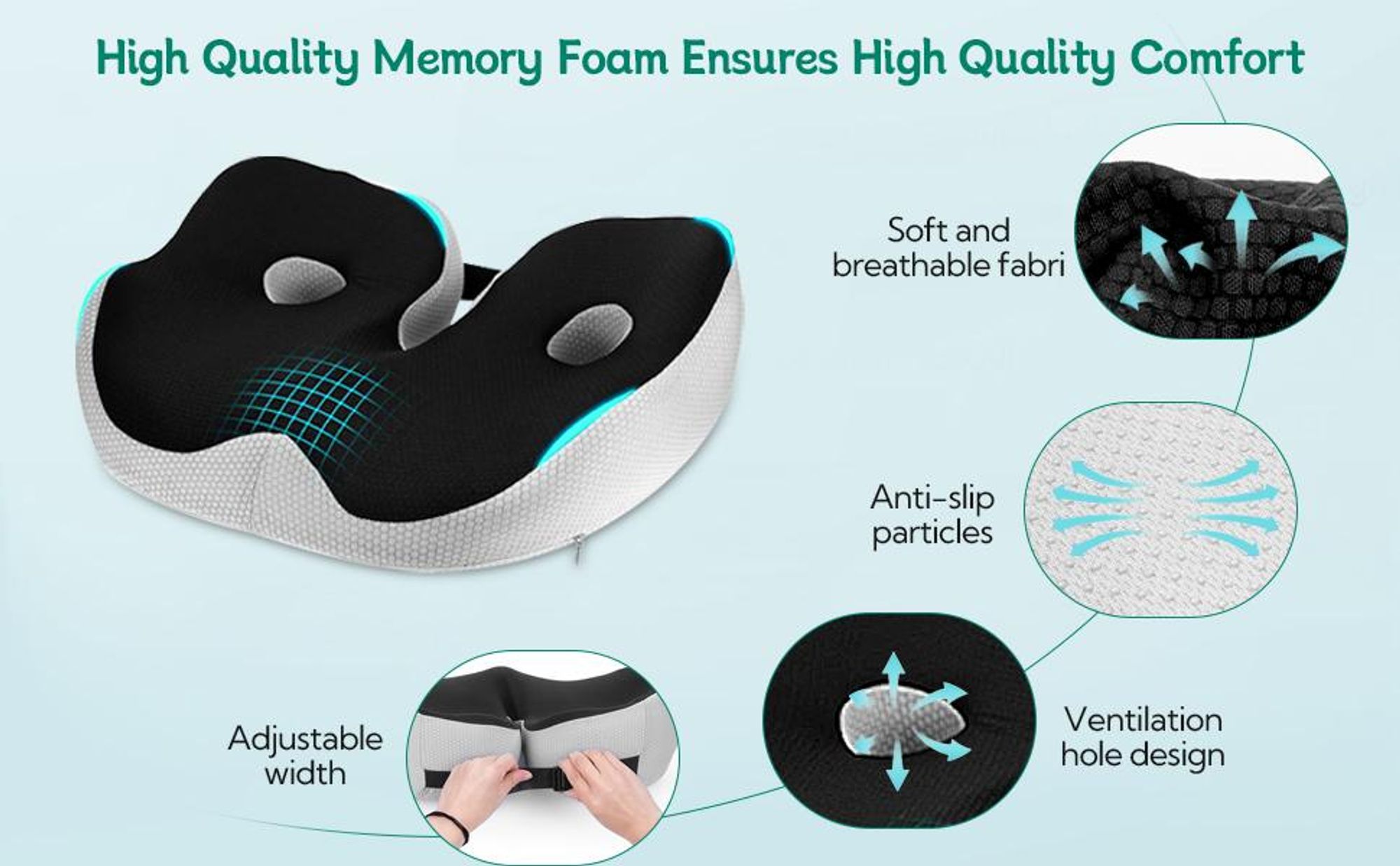 Orthopädisches Sitzkissen, Ergonomisches Sitzkissen, Bürostuhl Kissen, Memory Foam Stuhlkissen, Fördert Durchblutung und Entlastet das Steißbein