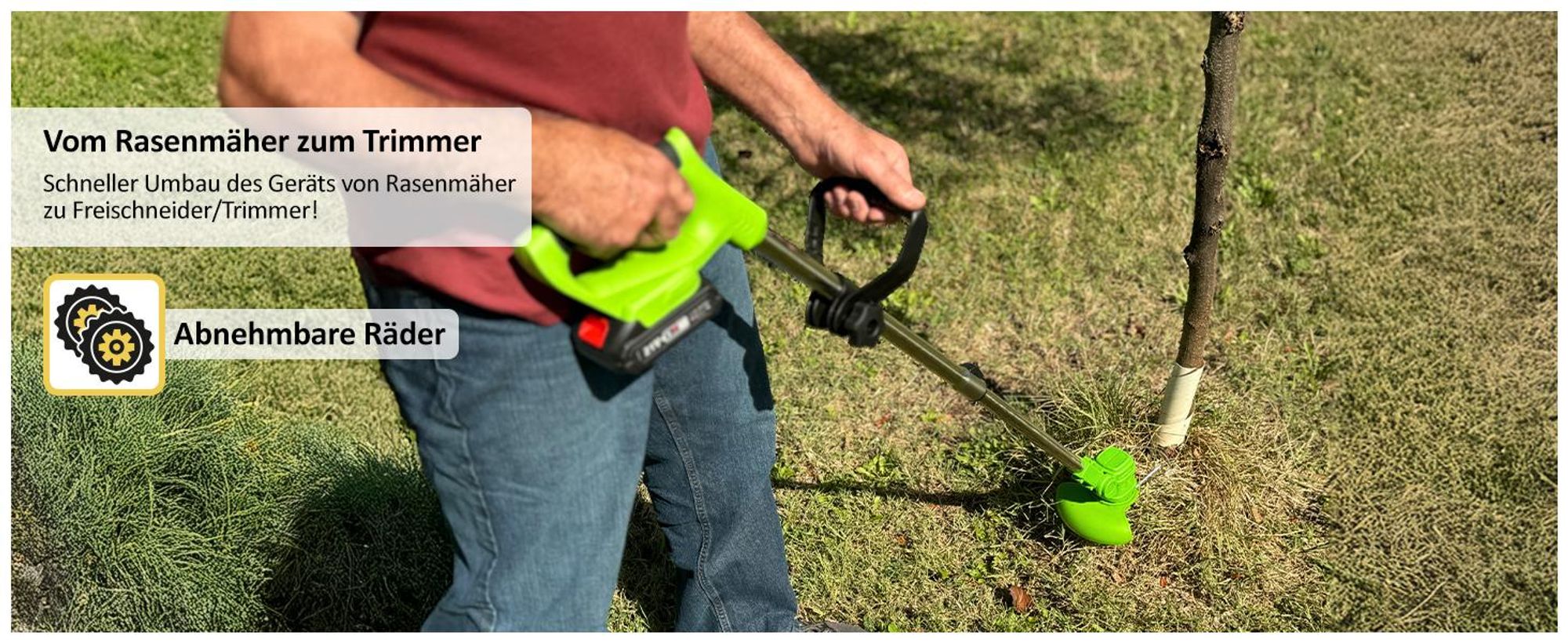 Rotorazer 8in1 Gartengerät Akku Rasentrimmer Set 22-tlg.