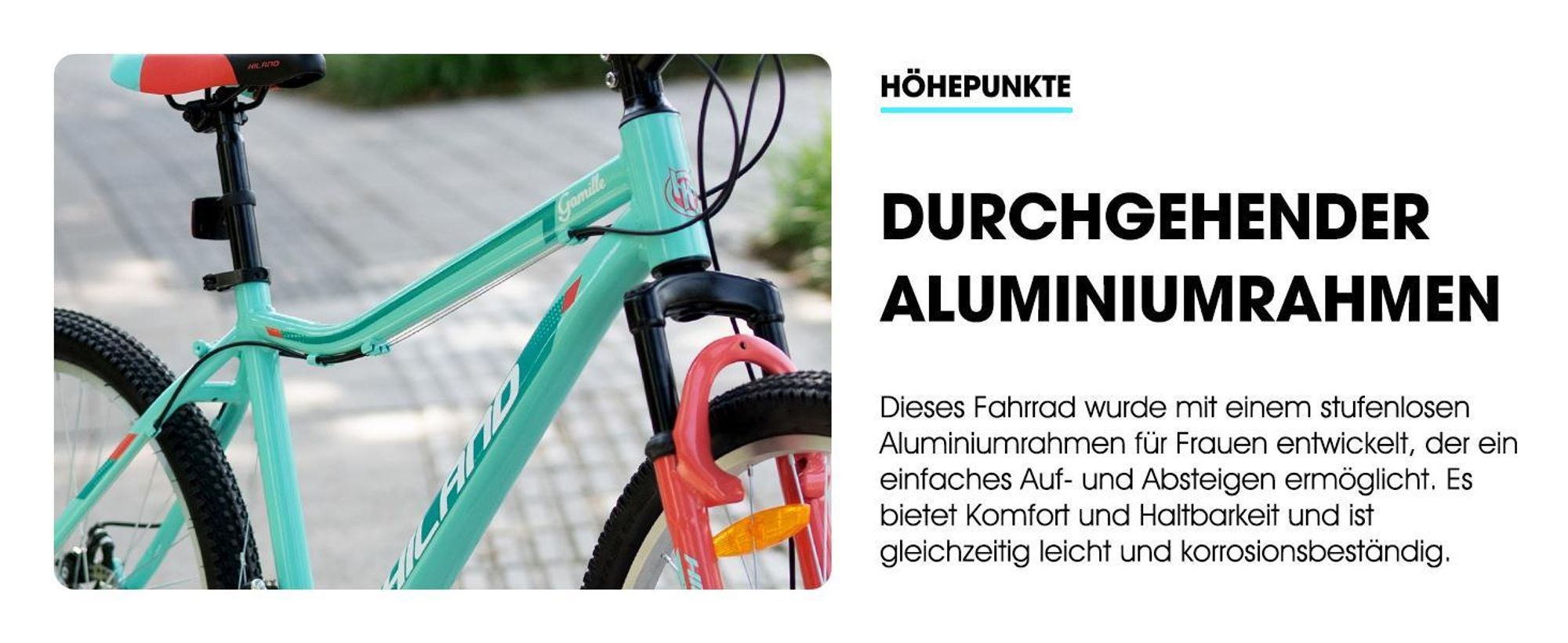 Hiland Damen Mountainbike 26 Zoll, Aluminium Rahmen 18 Gang MTB für Frauen, Damen und Mädchen Mountainbike mit Doppelscheibenbremse Federgabel