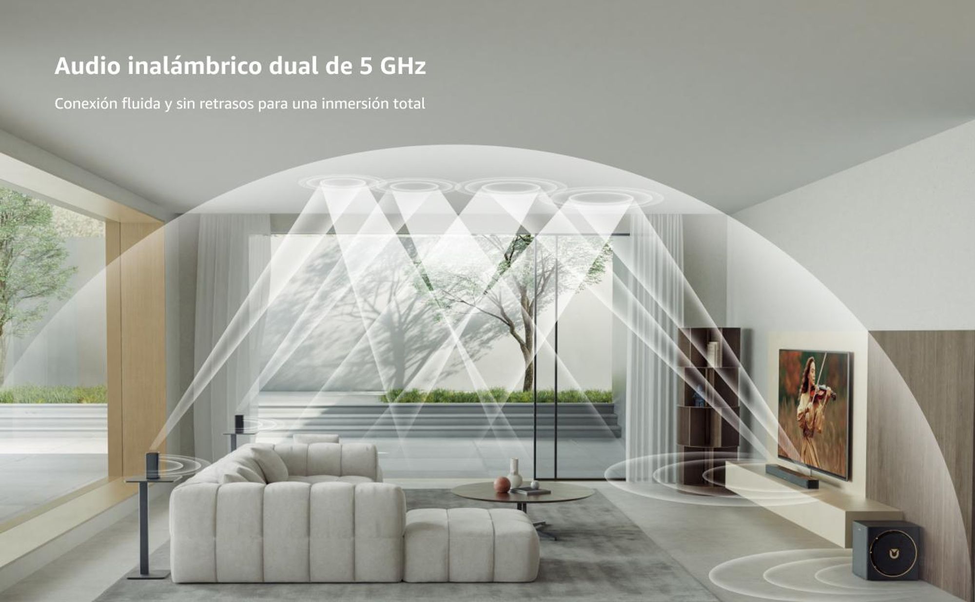 Sistema de sonido envolvente inalámbrico profesional ULTMEA Skywave Series de 7.1.4 canales, compatible con Dolby Atmos, con subwoofer inalámbrico y 840W de potencia