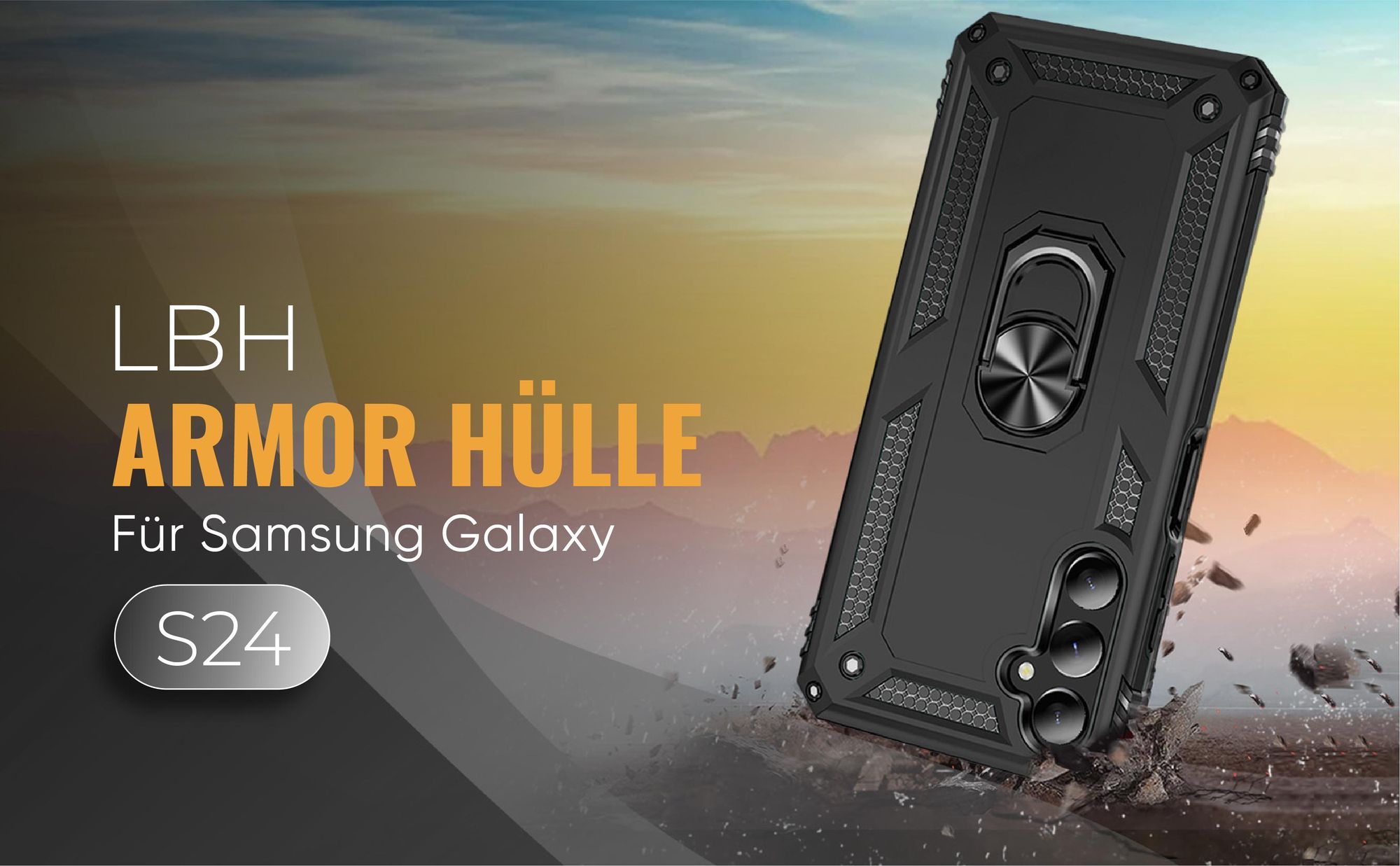 Schwarze Outdoorhülle für Samsung Galaxy S24	44