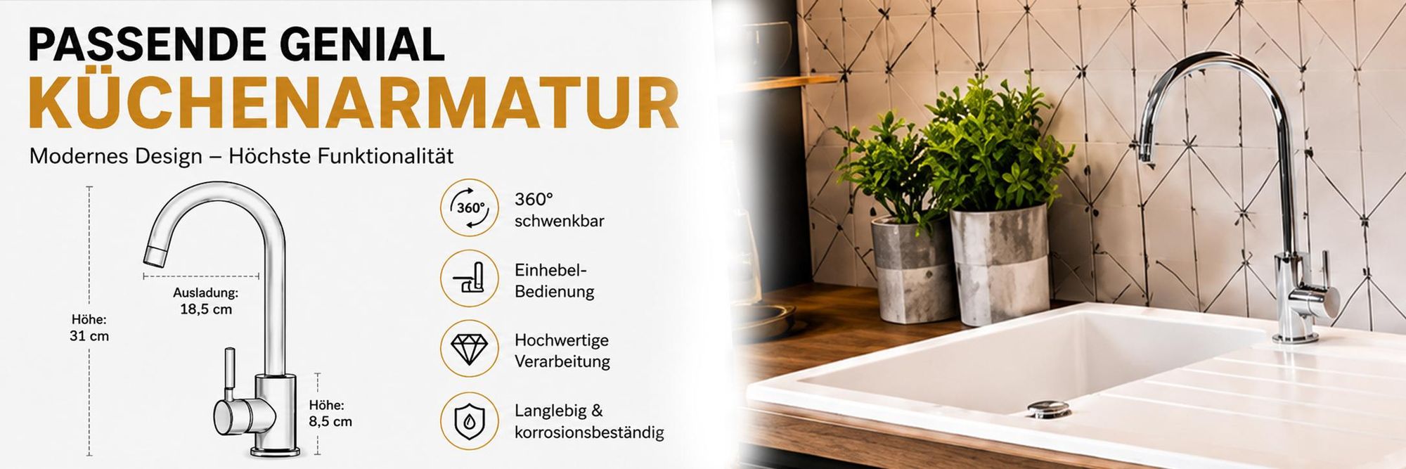 [Granitspüle 76x44 Weiß ] Hochwertig beidseitig Montierbar Küchenspüle Eckig Einbaugranitspüle Granit Spülbecken f. Unterschränke ab 45 cm inkl.Sipho