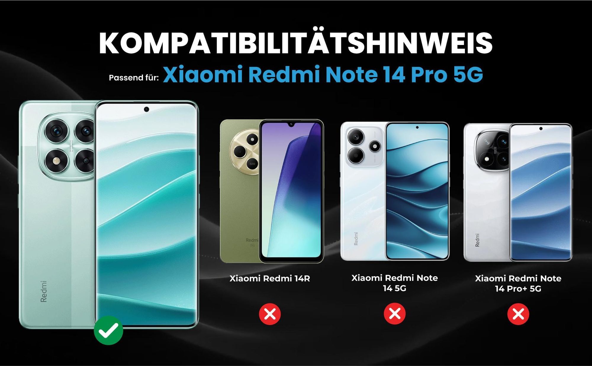 Kompatibilitätshinweise Hülle für Xiaomi Redmi Note 14 Pro 5G