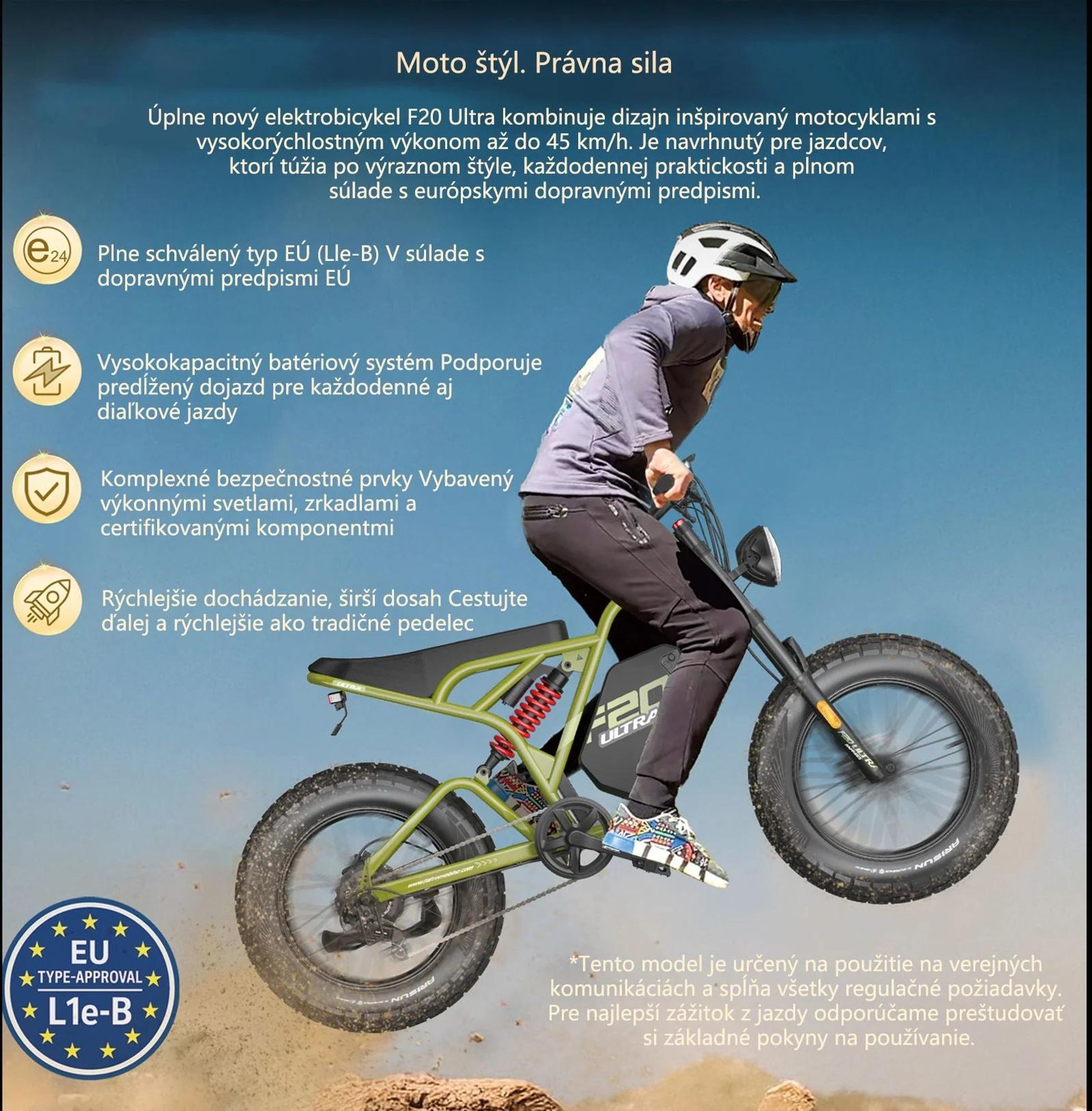 FAFREES F20 Ultra Elektrický bicykel (Typové schválenie EÚ L1e-B) - Batéria 48V25AH 20-Palcové Pneumatiky Mechanické brzdy - Zelená