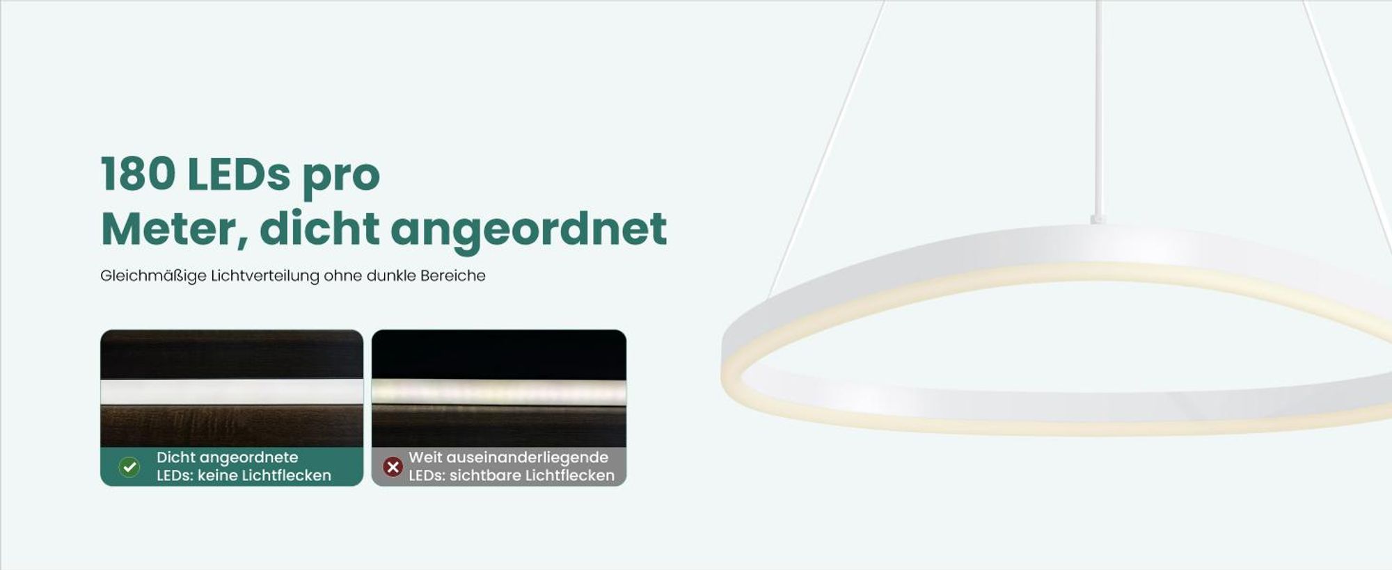 Mai & Mai Pendelleuchte 50cm LED Hängelampe Dynamisches Wellendesign 3000K/4000K/6000K Verstellbares Kabel 15W Schwarz Hängeleuchte Luvina06