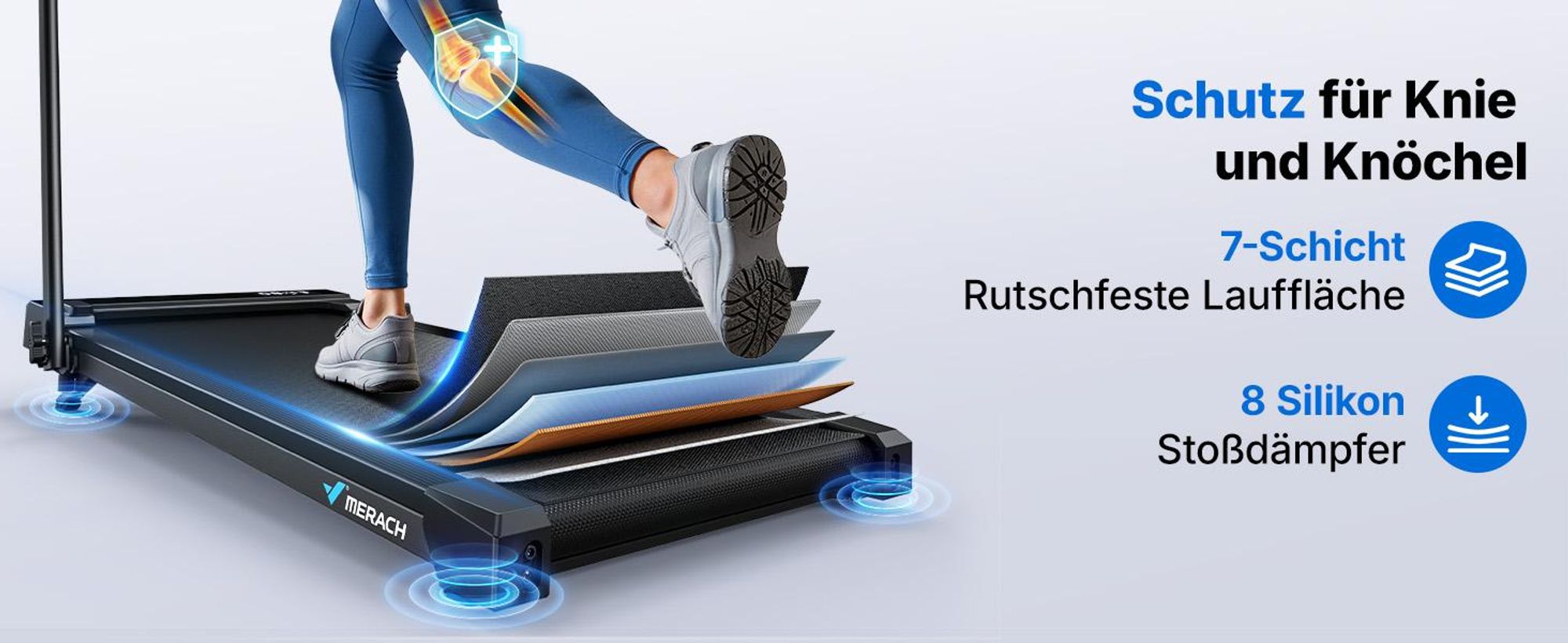 Merach 2-in-1 Laufband mit 6 % Steigung, 1–12 km/h, 3,0 PS, App, Fernbedienung, bis 136 kg, LED-Display Walking Pad
