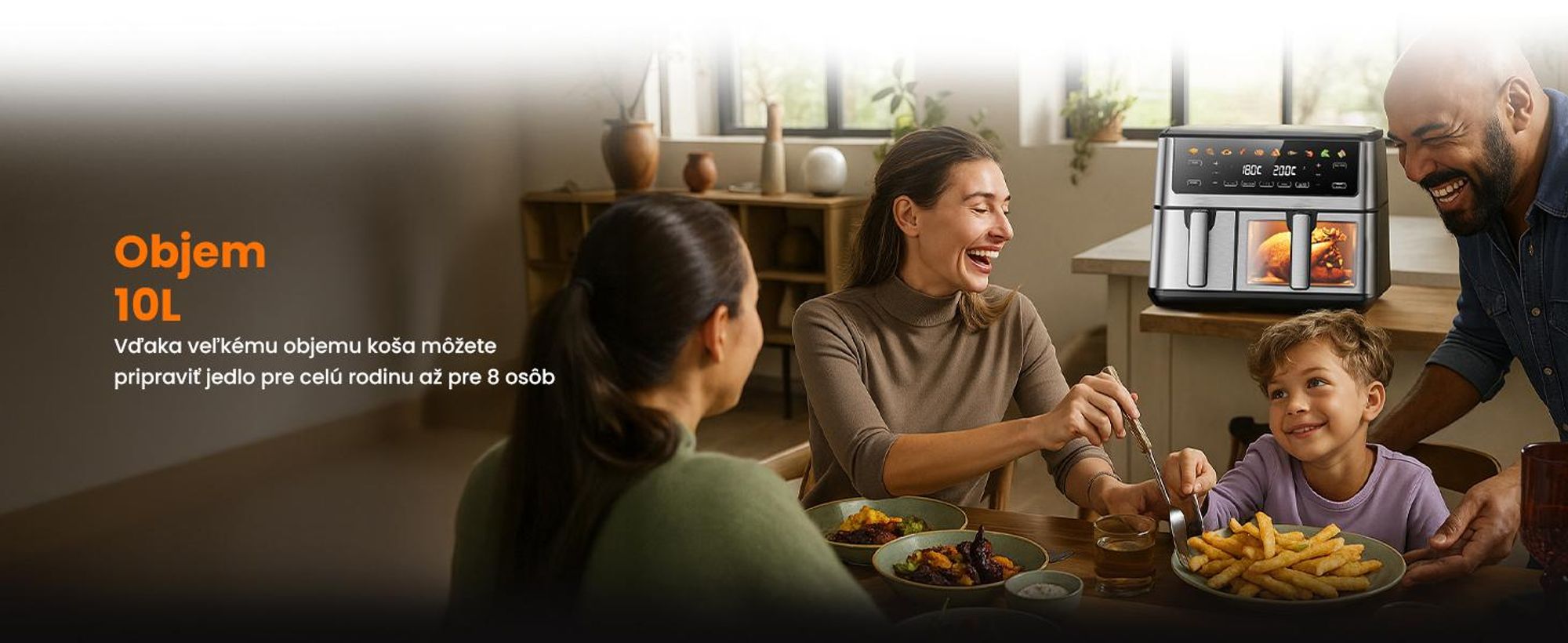 Extralink Air Fryer Dual Basket 10 l teplovzdušná fritéza 2500 W s 2 košmi a dotykovým displejom