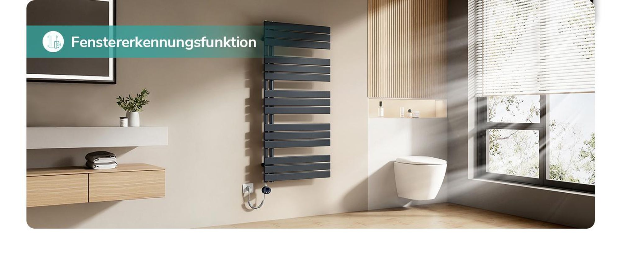 EMKE Badheizkörper Elektrisch mit Wifi App Steurung Thermostat Handtuchwärmer 1320 x 500mm Anthrazit Handtuchhalter 800W Handtuchtrockner